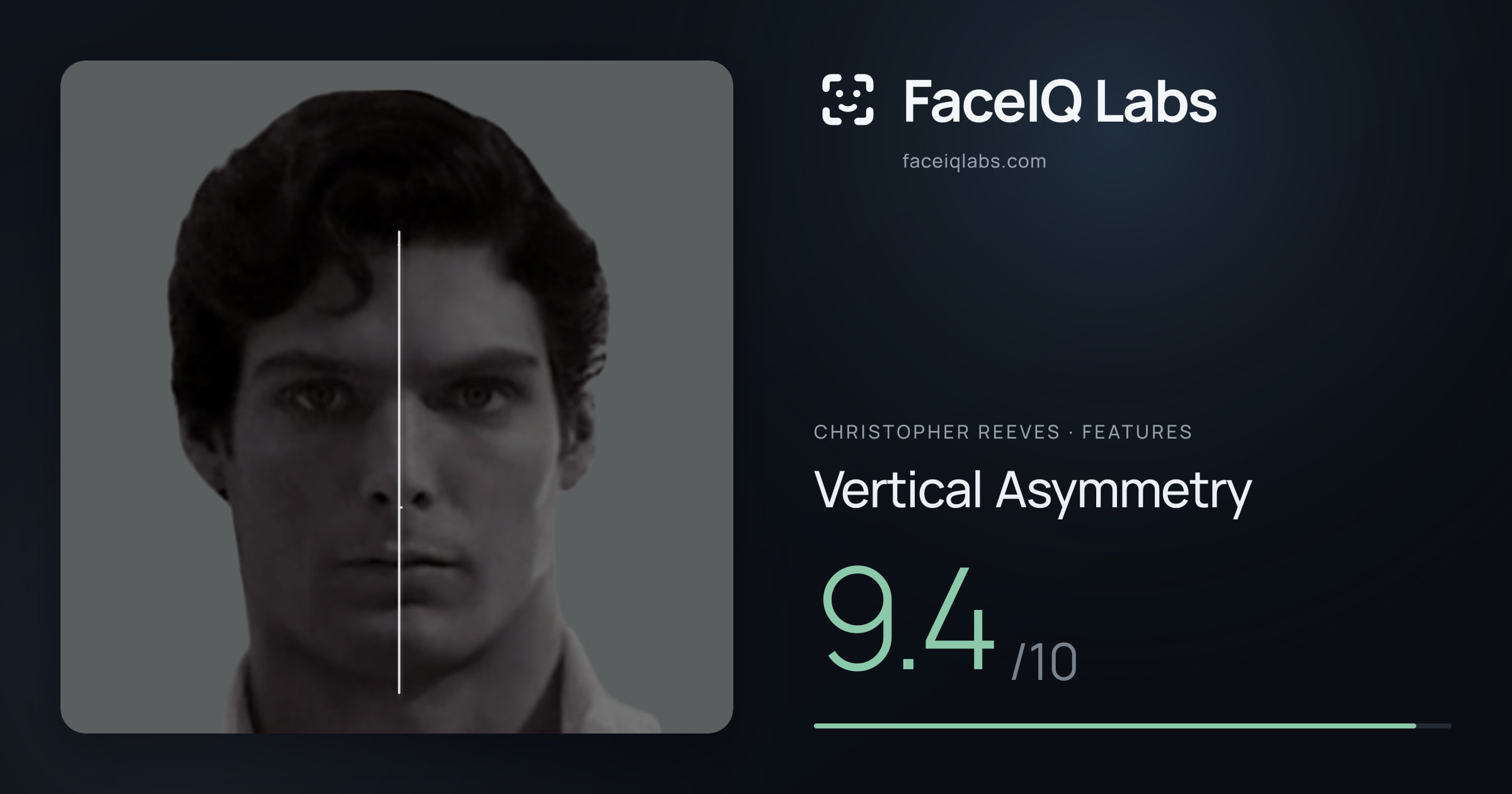 Christopher Reeves Vertical Asymmetry: 9.4/10, drawn on the photo