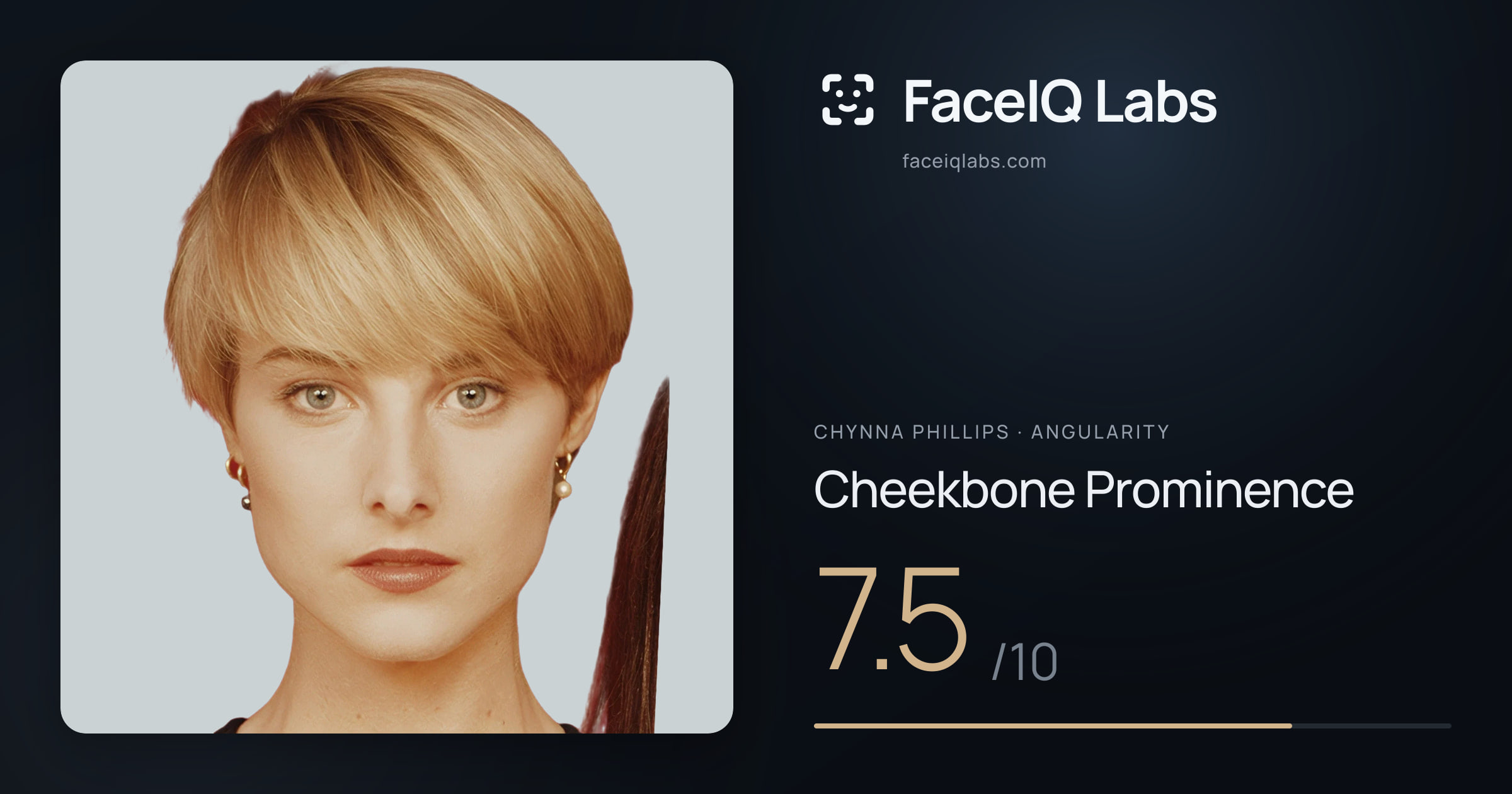Chynna Phillips Cheekbone Prominence: 7.5/10, drawn on the photo