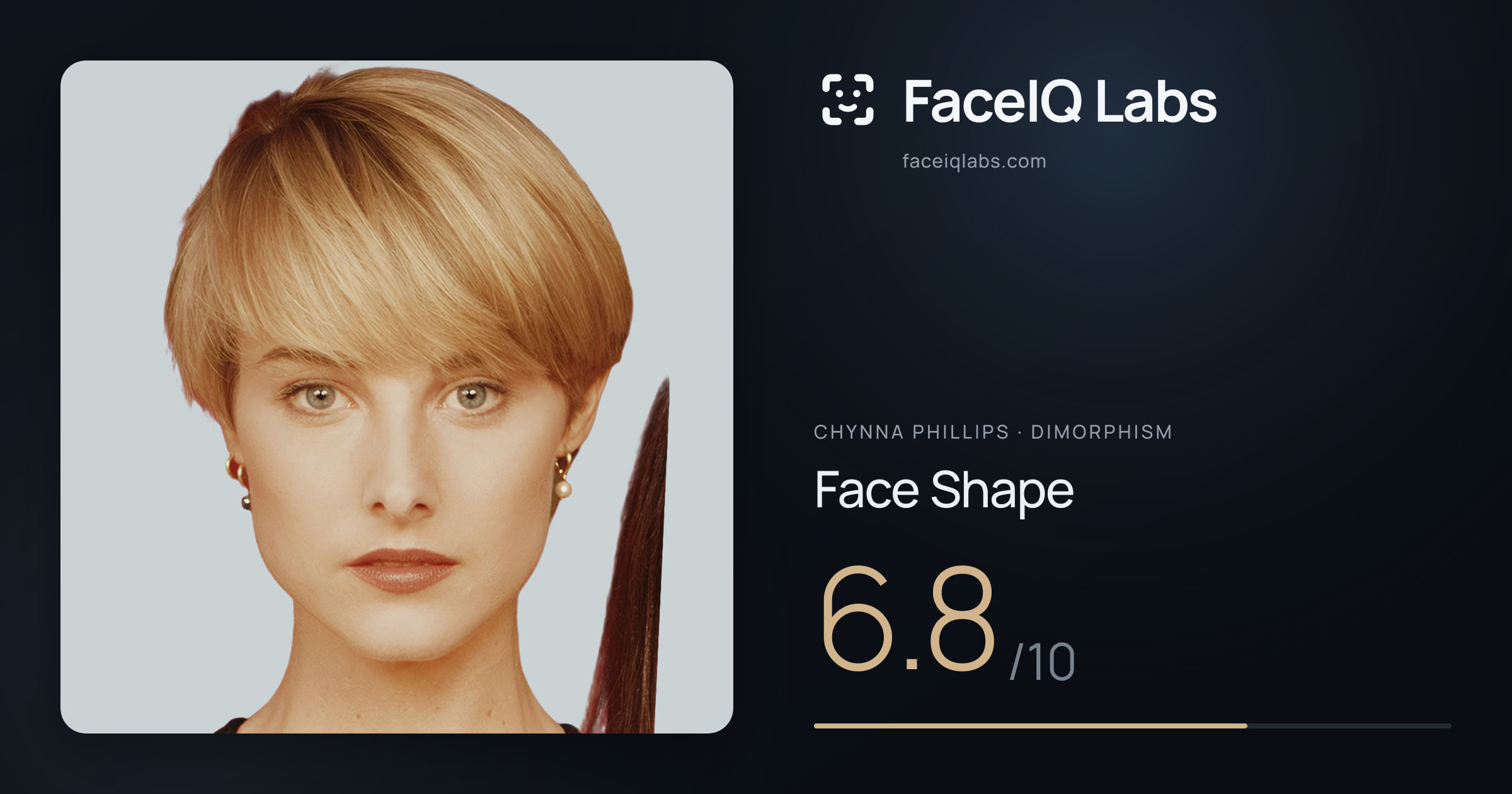 Chynna Phillips Face Shape: 6.8/10, drawn on the photo