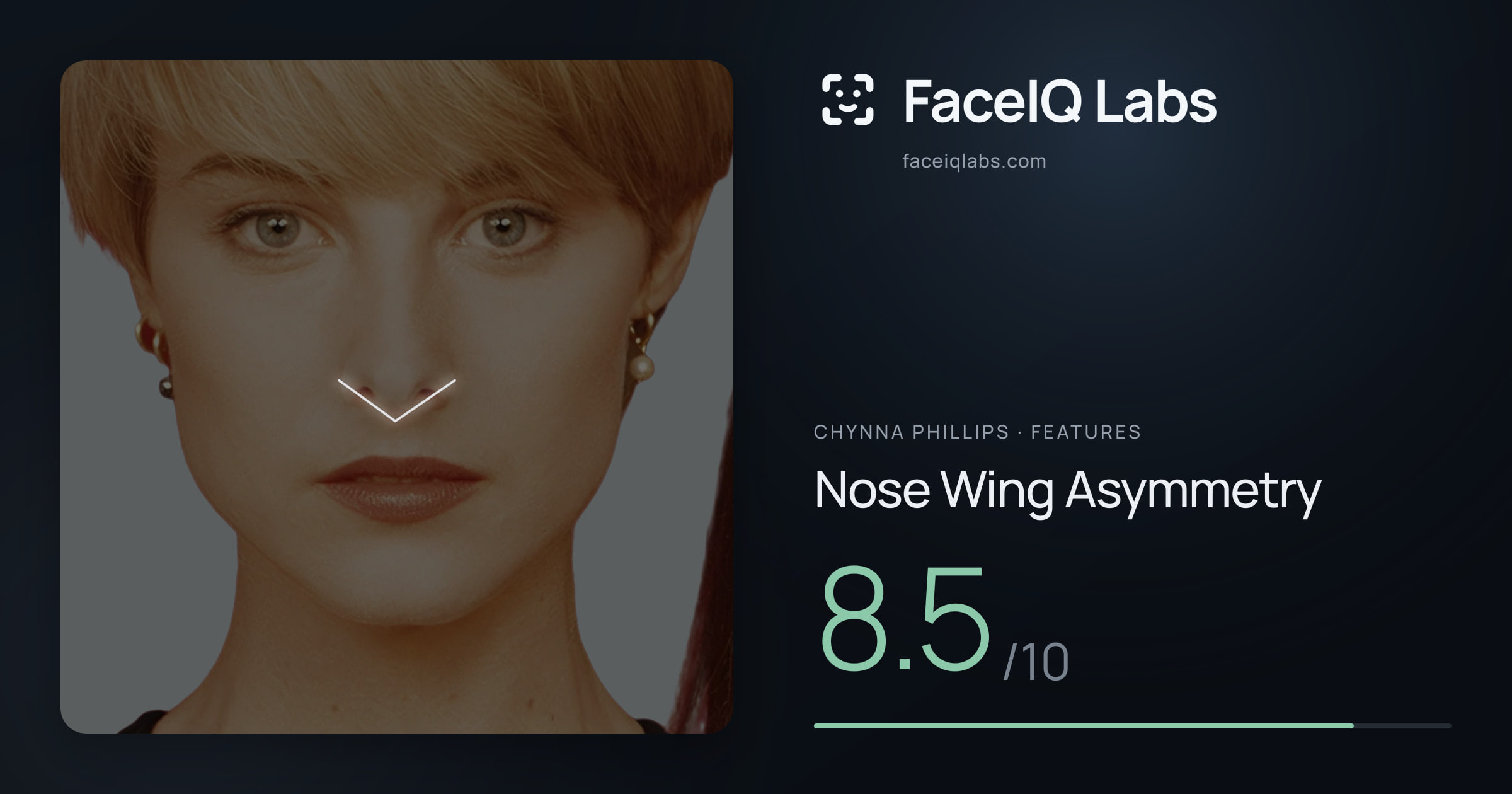 Chynna Phillips Nose Wing Asymmetry: 8.5/10, drawn on the photo