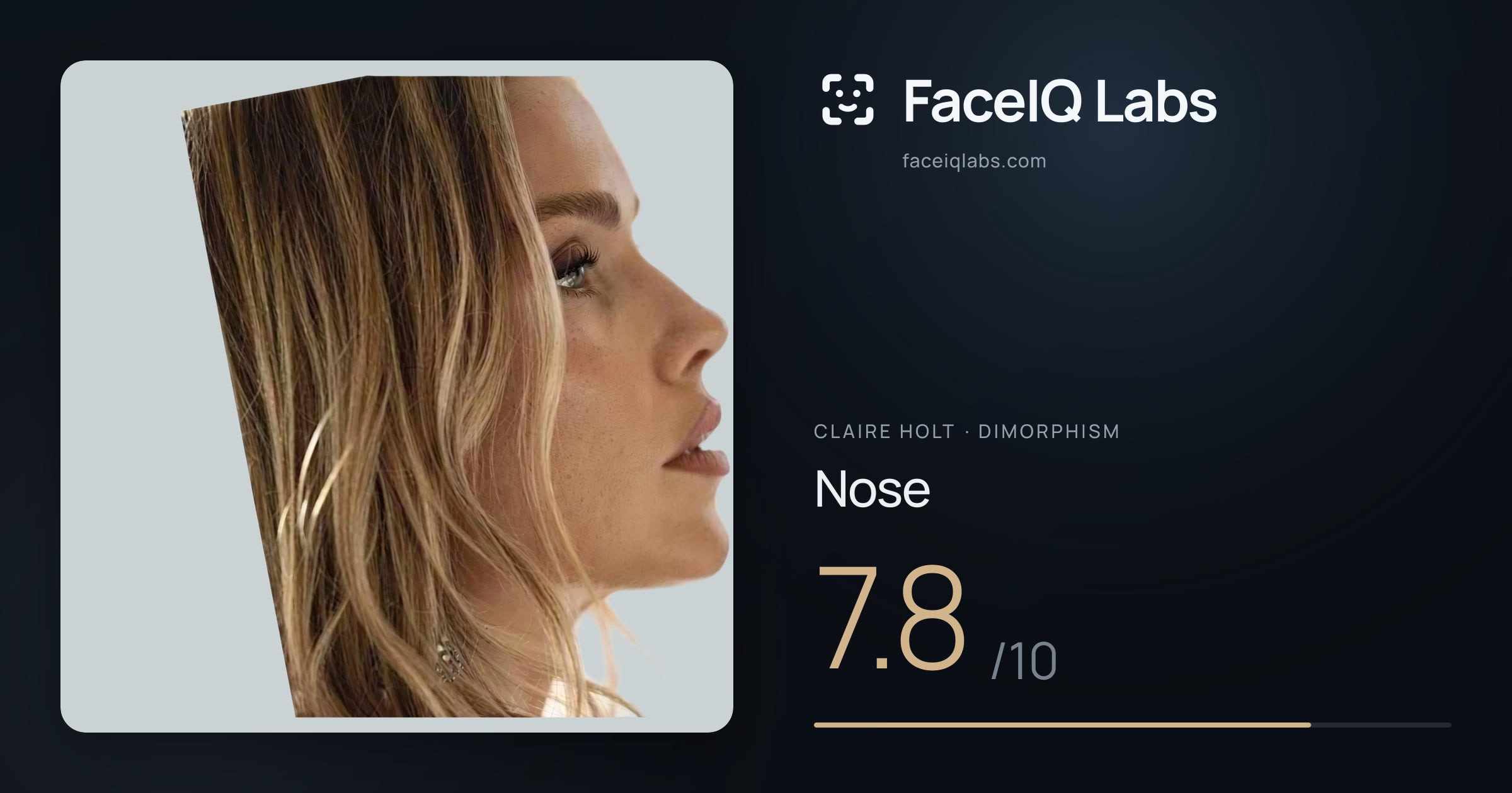 Claire Holt Nose: 7.8/10, drawn on the photo
