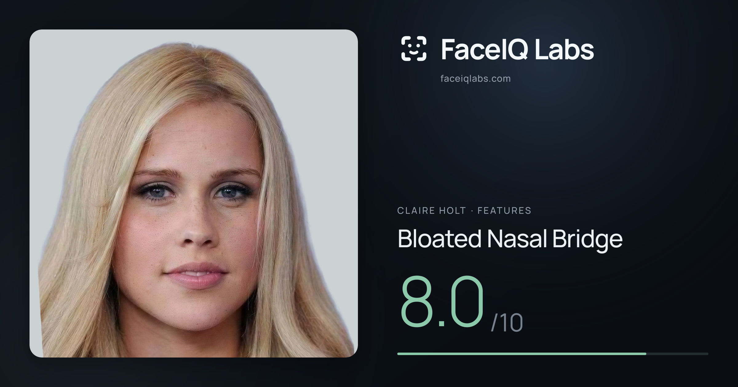 Claire Holt Bloated Nasal Bridge: 8.0/10, drawn on the photo
