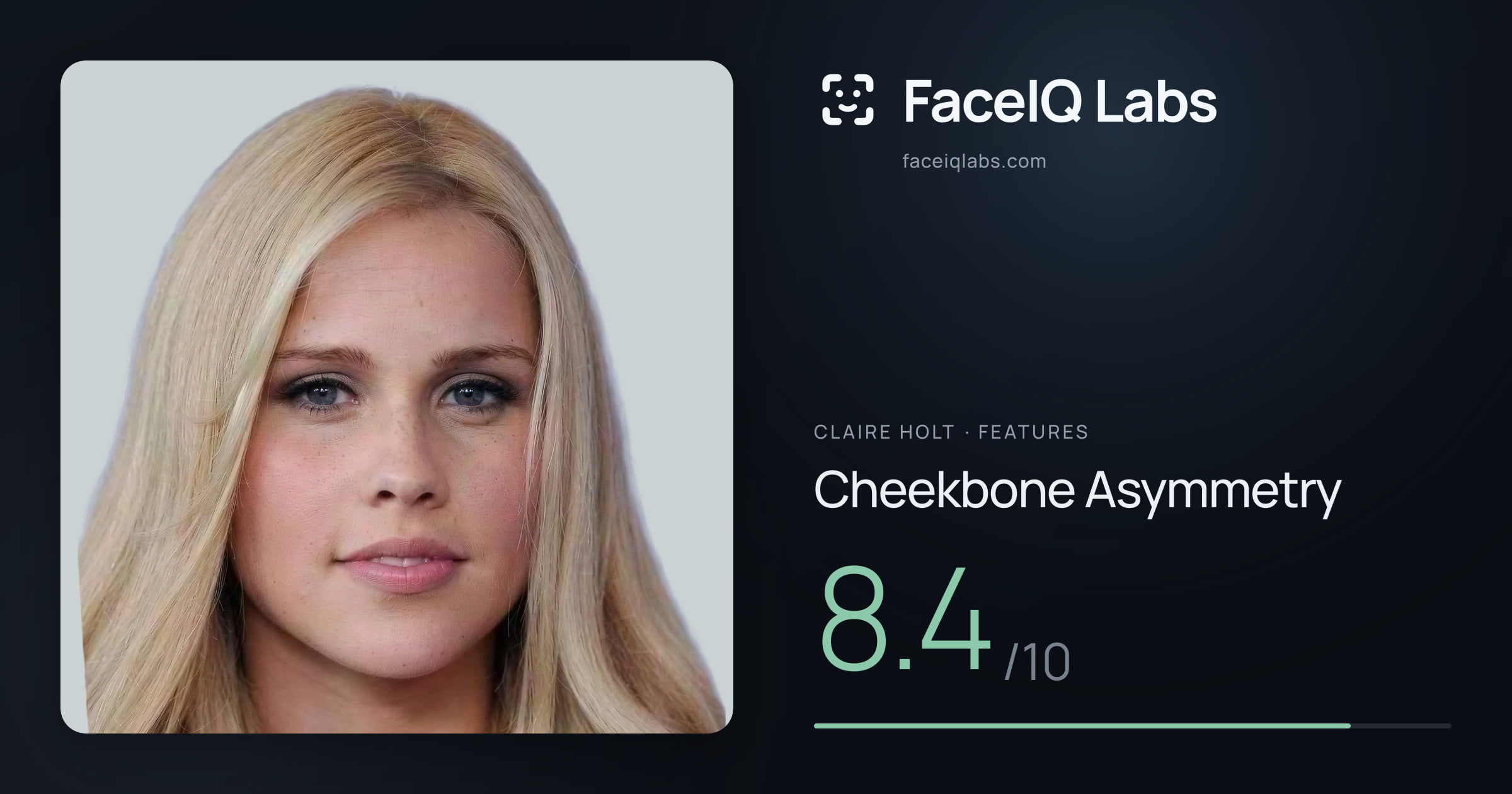 Claire Holt Cheekbone Asymmetry: 8.4/10, drawn on the photo