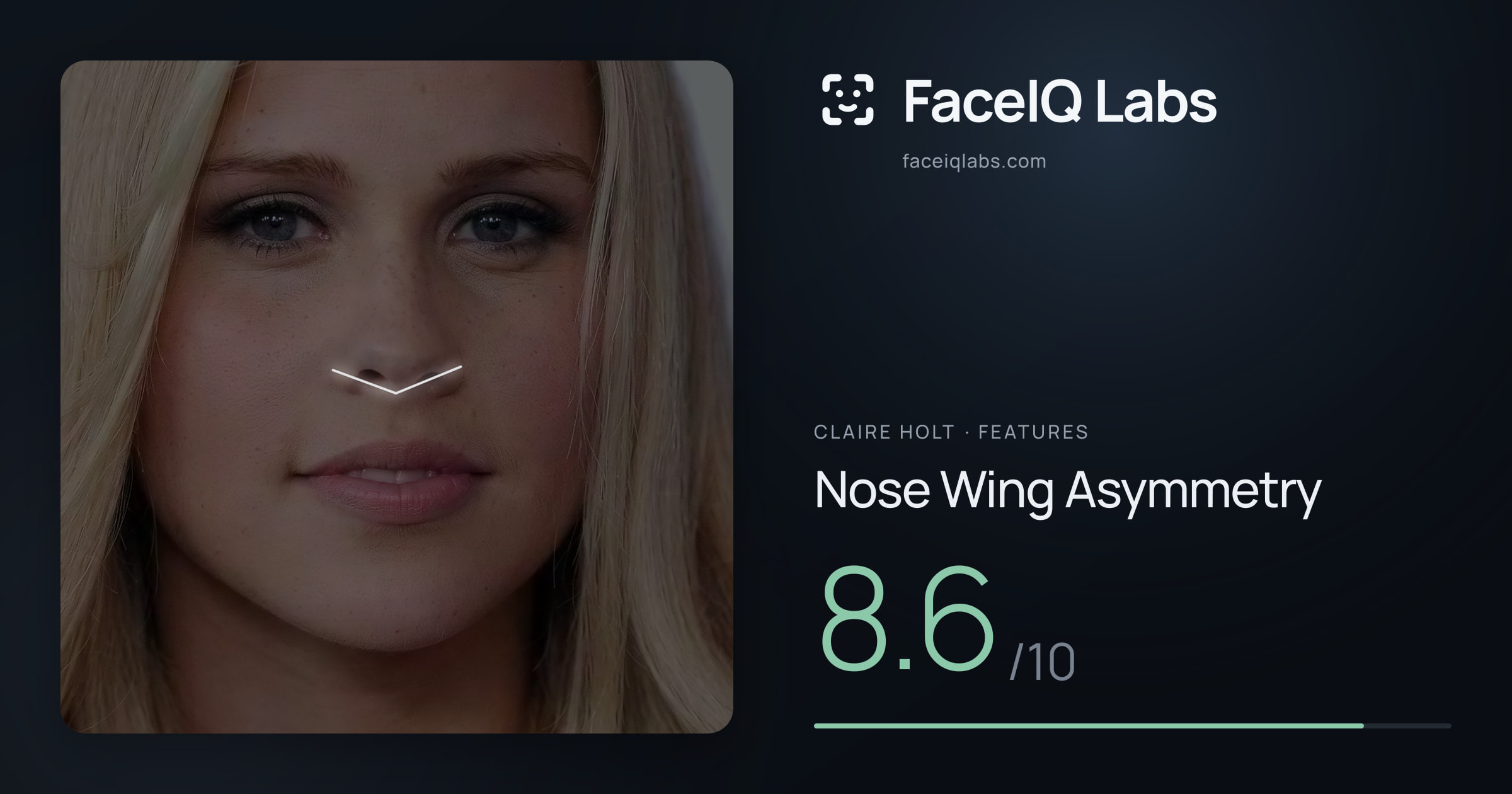 Claire Holt Nose Wing Asymmetry: 8.6/10, drawn on the photo