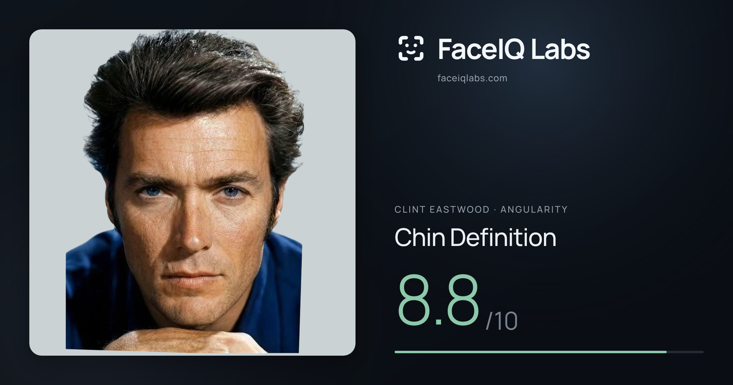 Clint Eastwood Chin Definition: 8.8/10, drawn on the photo