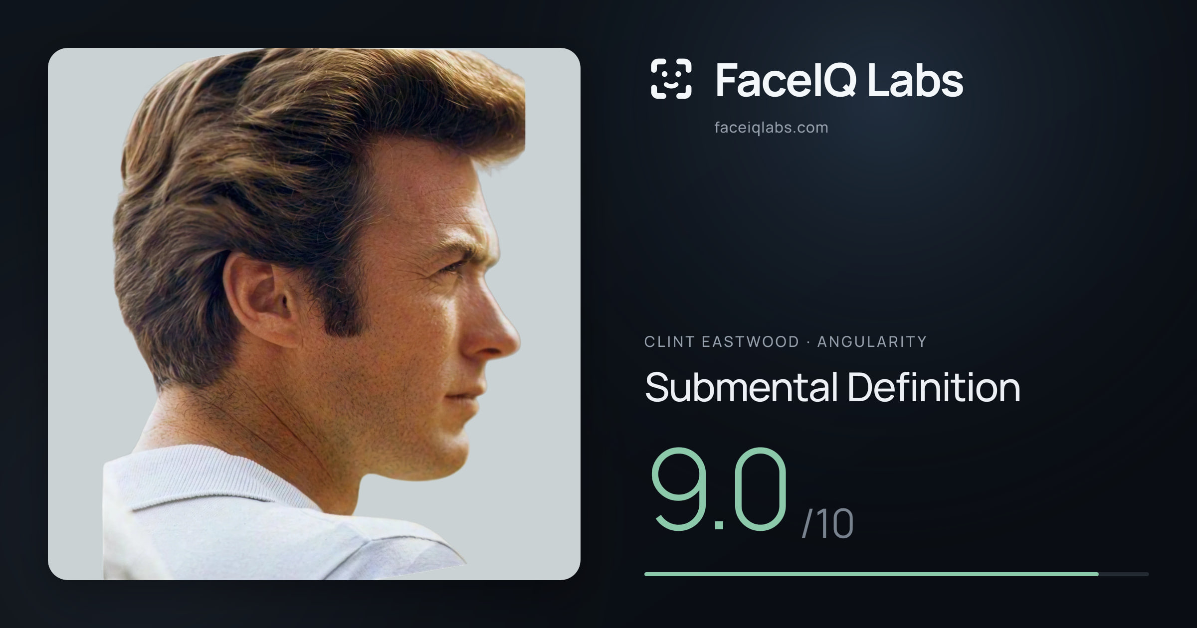 Clint Eastwood Submental Definition: 9.0/10, drawn on the photo