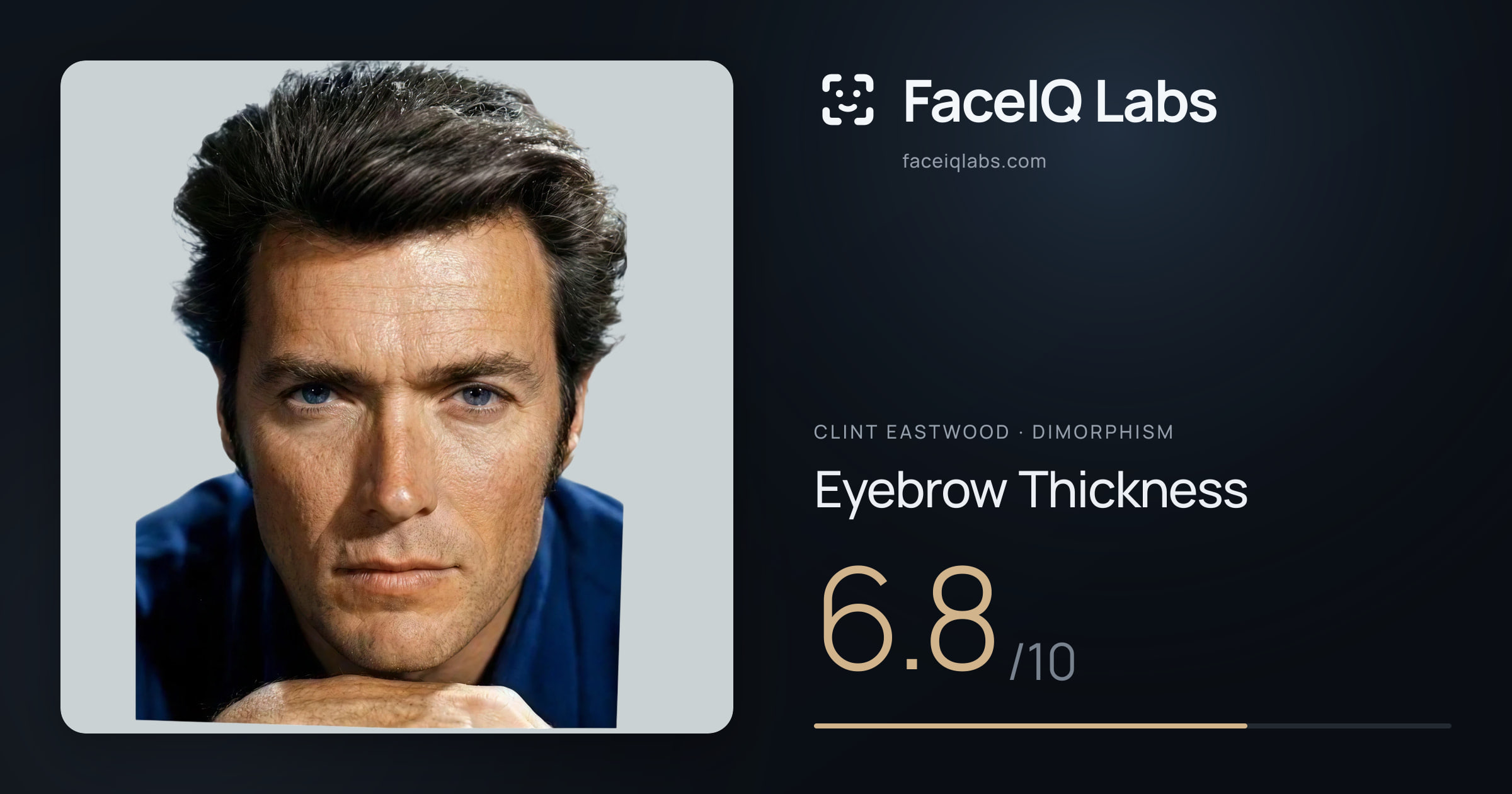 Clint Eastwood Eyebrow Thickness: 6.8/10, drawn on the photo
