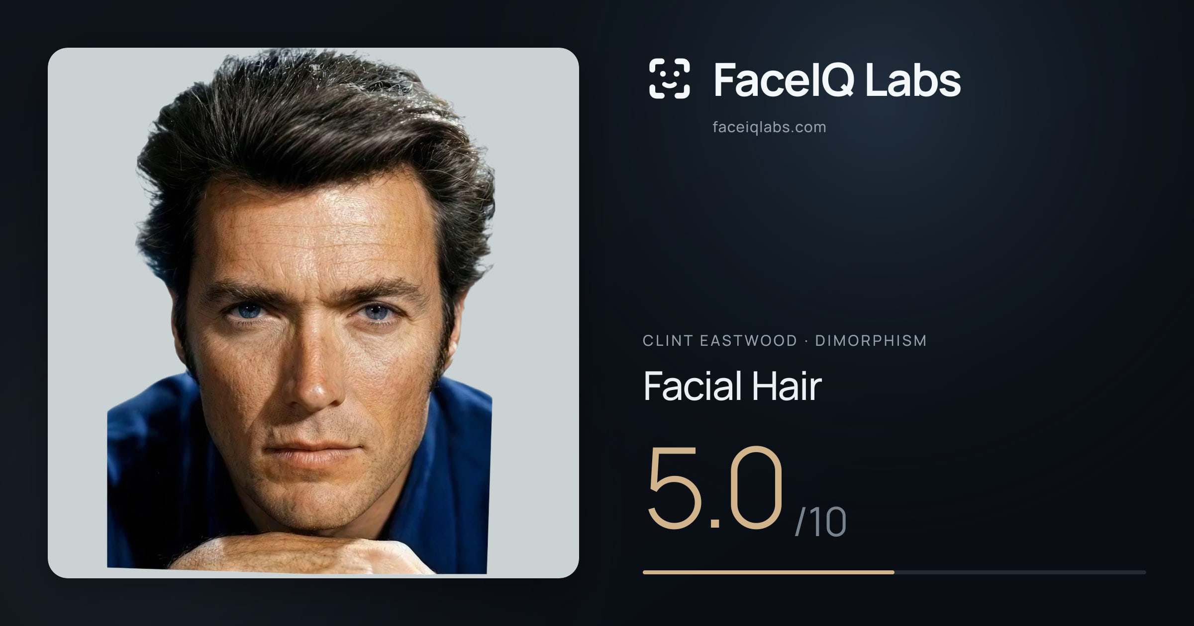 Clint Eastwood Facial Hair: 5.0/10, drawn on the photo