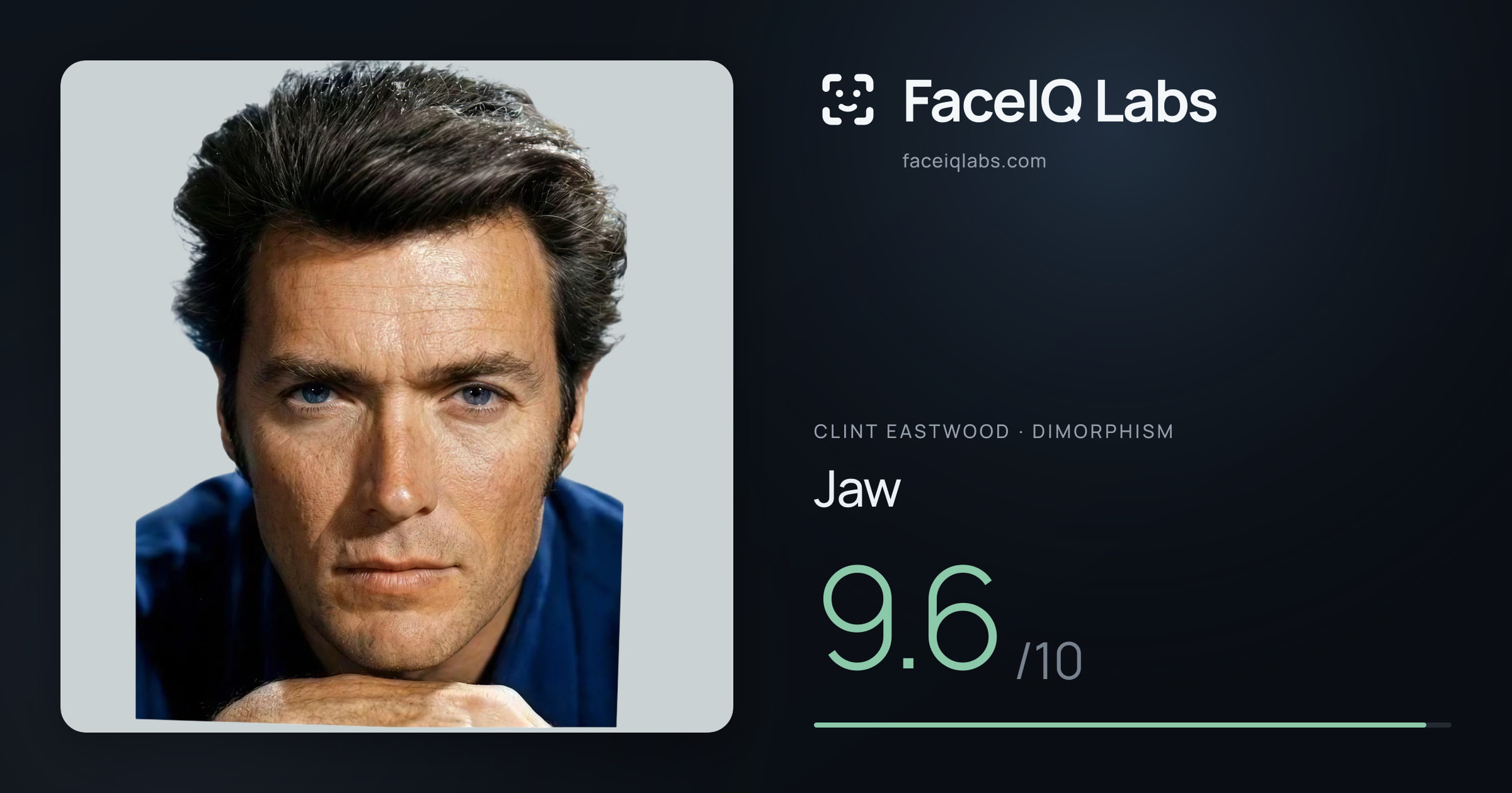 Clint Eastwood Jaw: 9.6/10, drawn on the photo