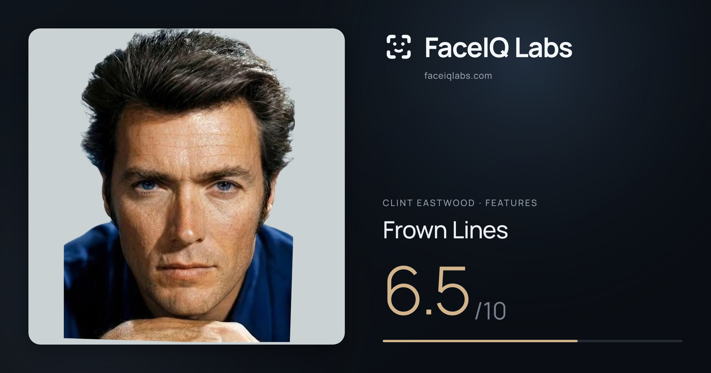 Clint Eastwood Frown Lines: 6.5/10, drawn on the photo
