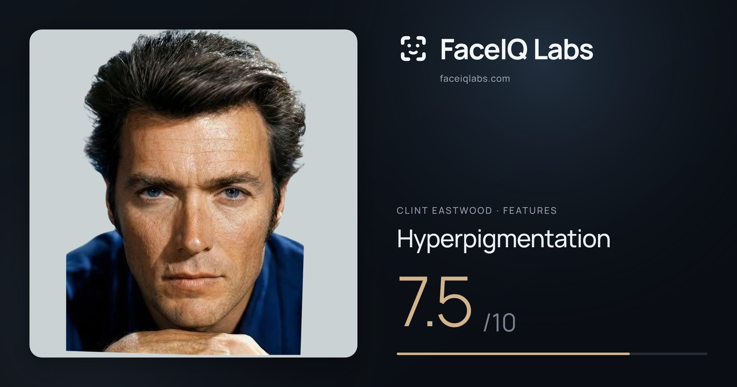 Clint Eastwood Hyperpigmentation: 7.5/10, drawn on the photo