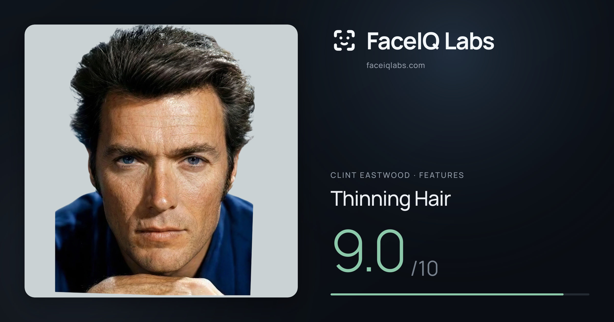 Clint Eastwood Thinning Hair: 9.0/10, drawn on the photo