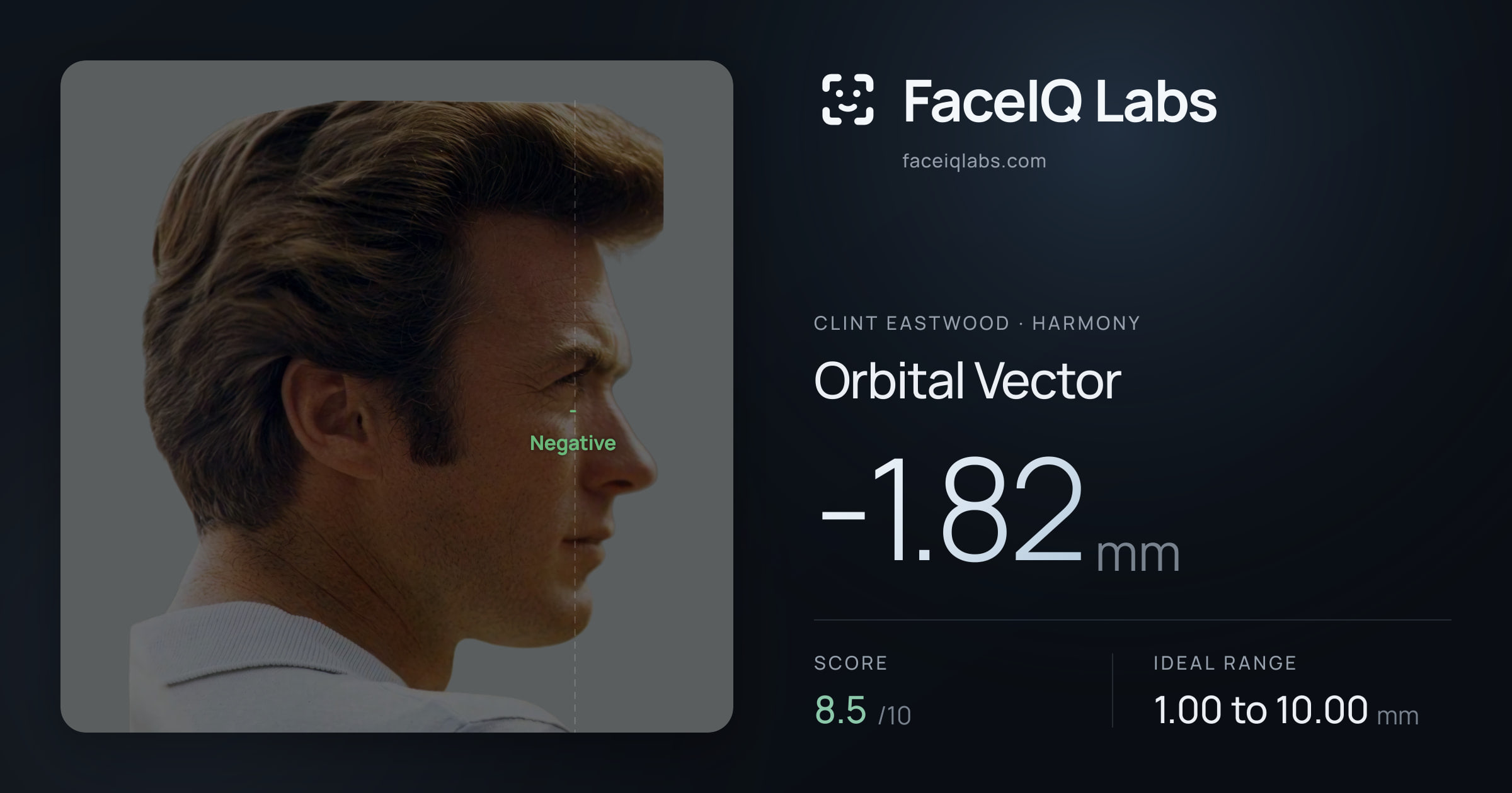 Clint Eastwood Orbital Vector: -1.82mm, drawn on the photo