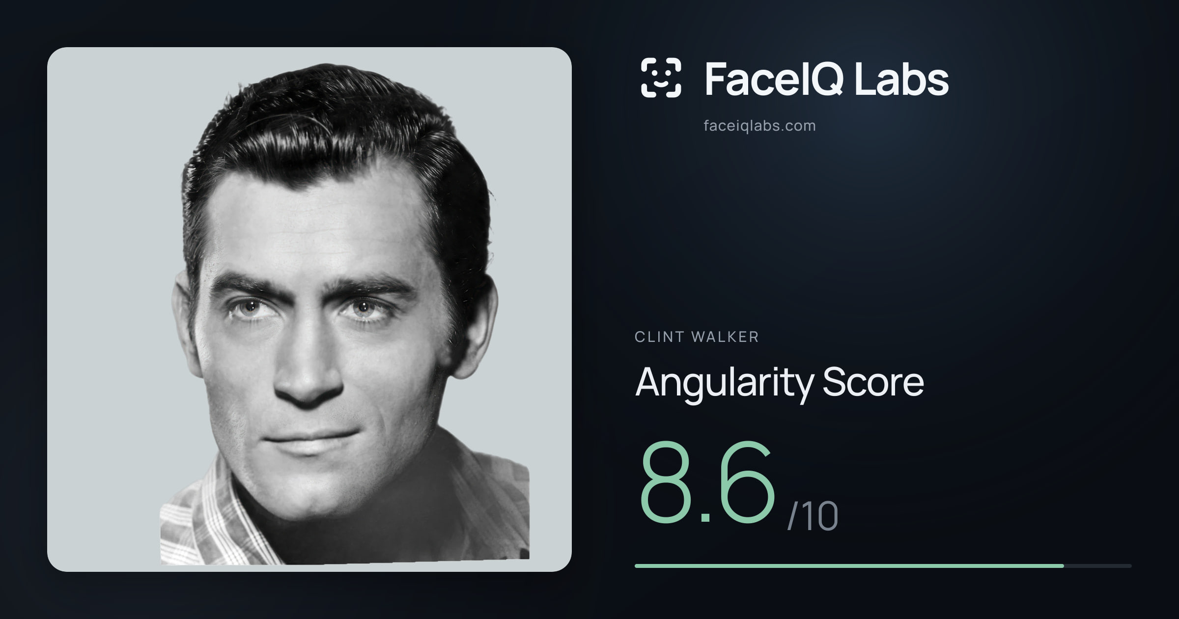 Clint Walker Angularity: 8.6/10, with each assessment drawn on the photo