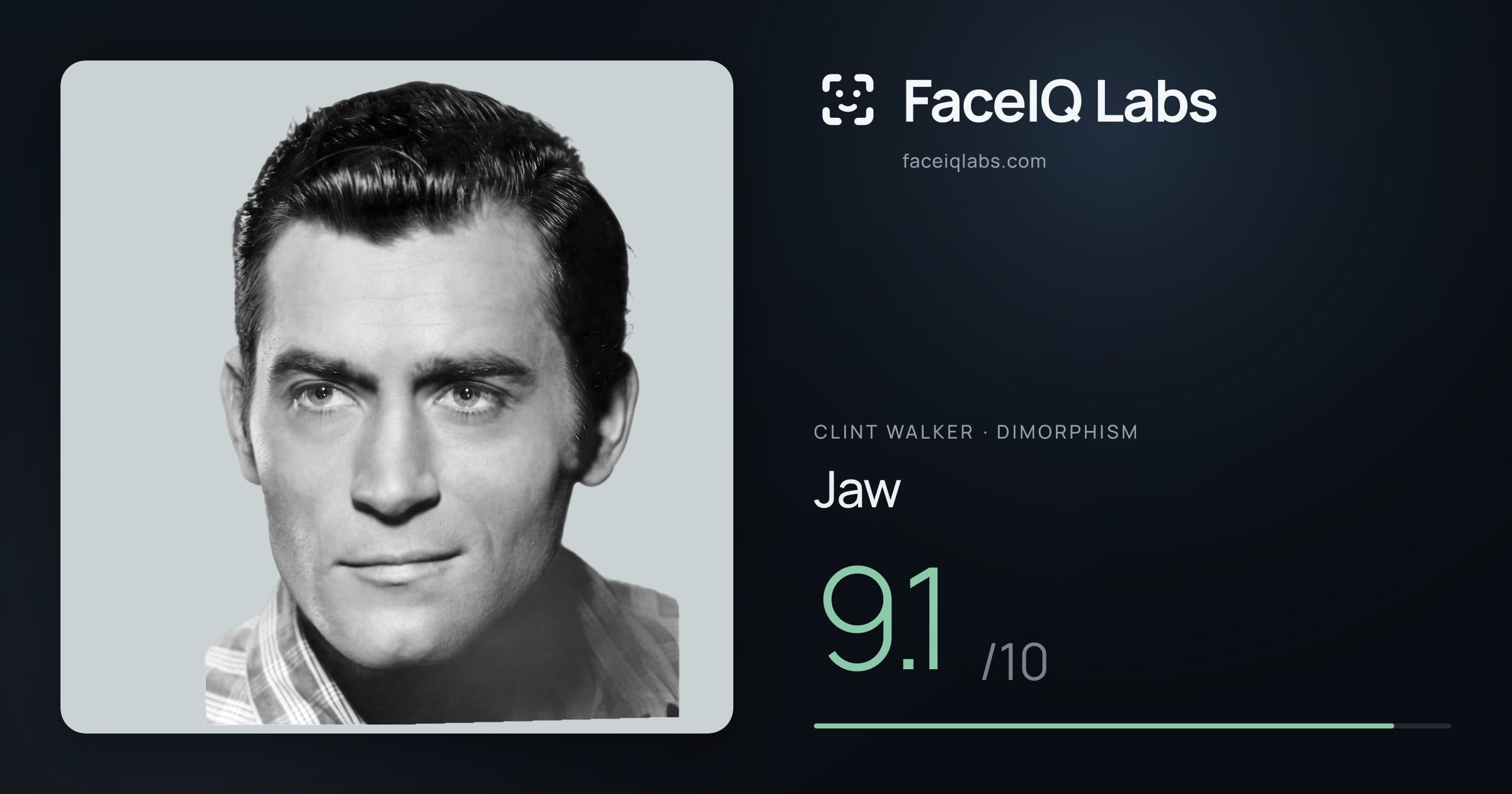 Clint Walker Jaw: 9.1/10, drawn on the photo