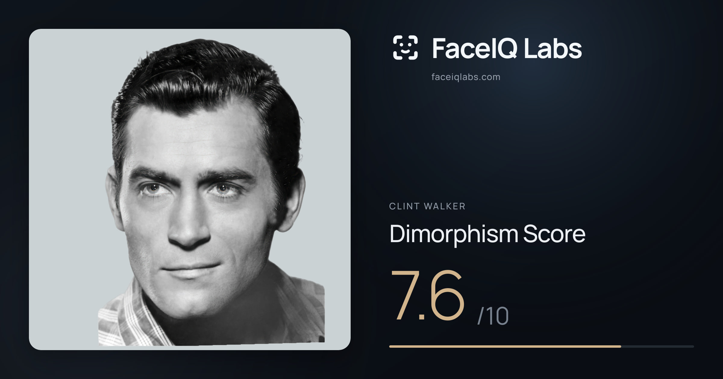 Clint Walker Dimorphism: 7.6/10, with each assessment drawn on the photo
