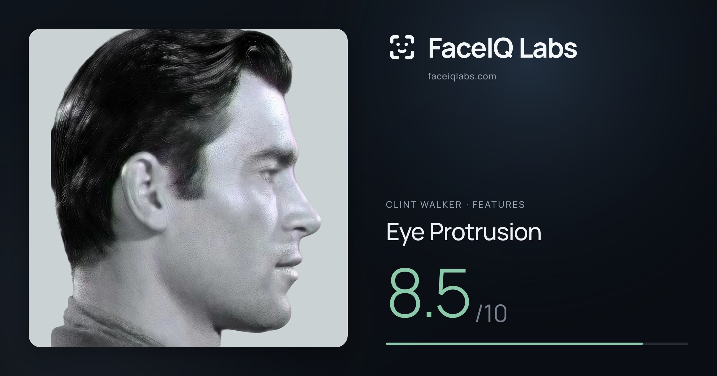 Clint Walker Eye Protrusion: 8.5/10, drawn on the photo