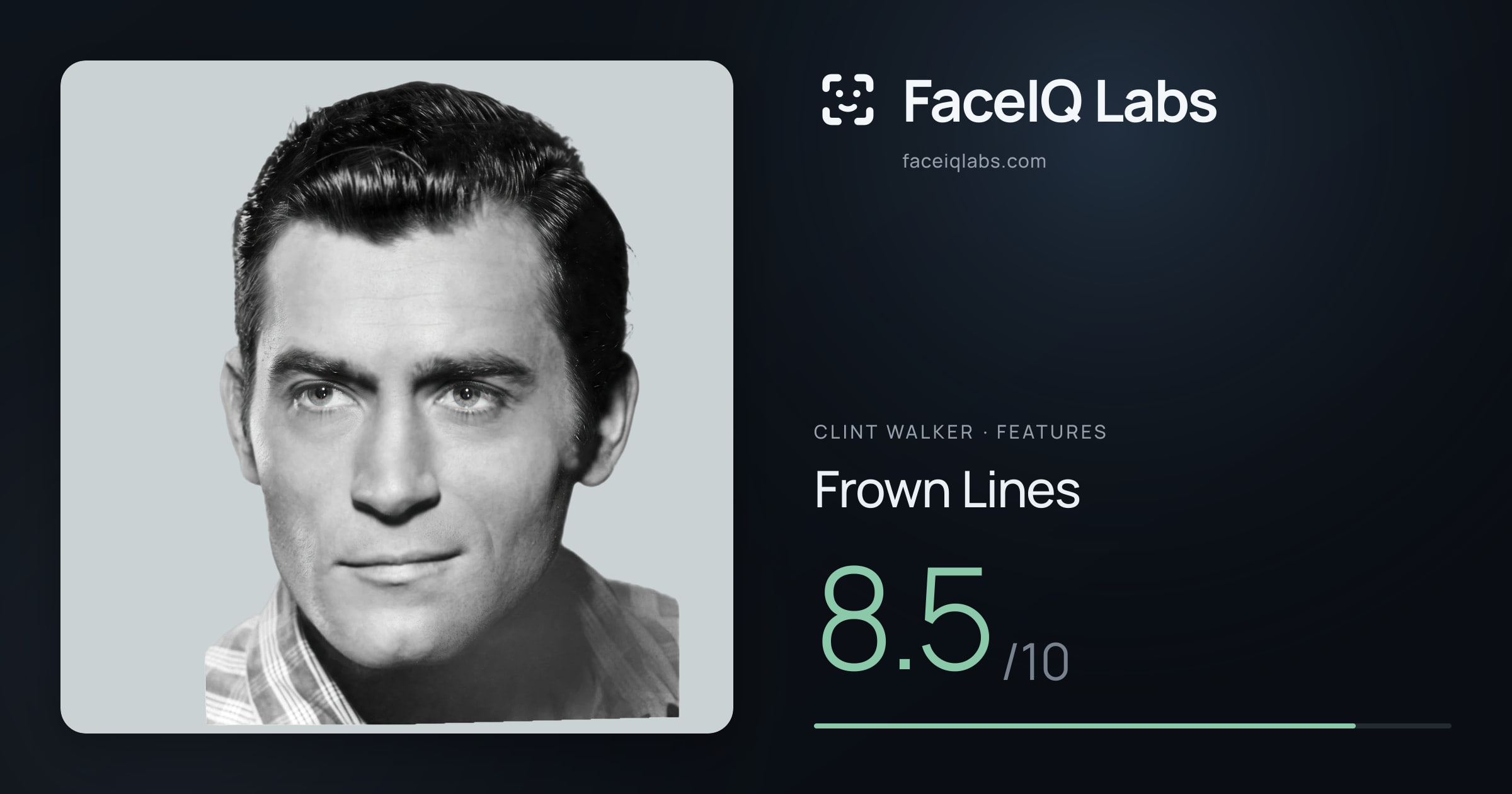 Clint Walker Frown Lines: 8.5/10, drawn on the photo