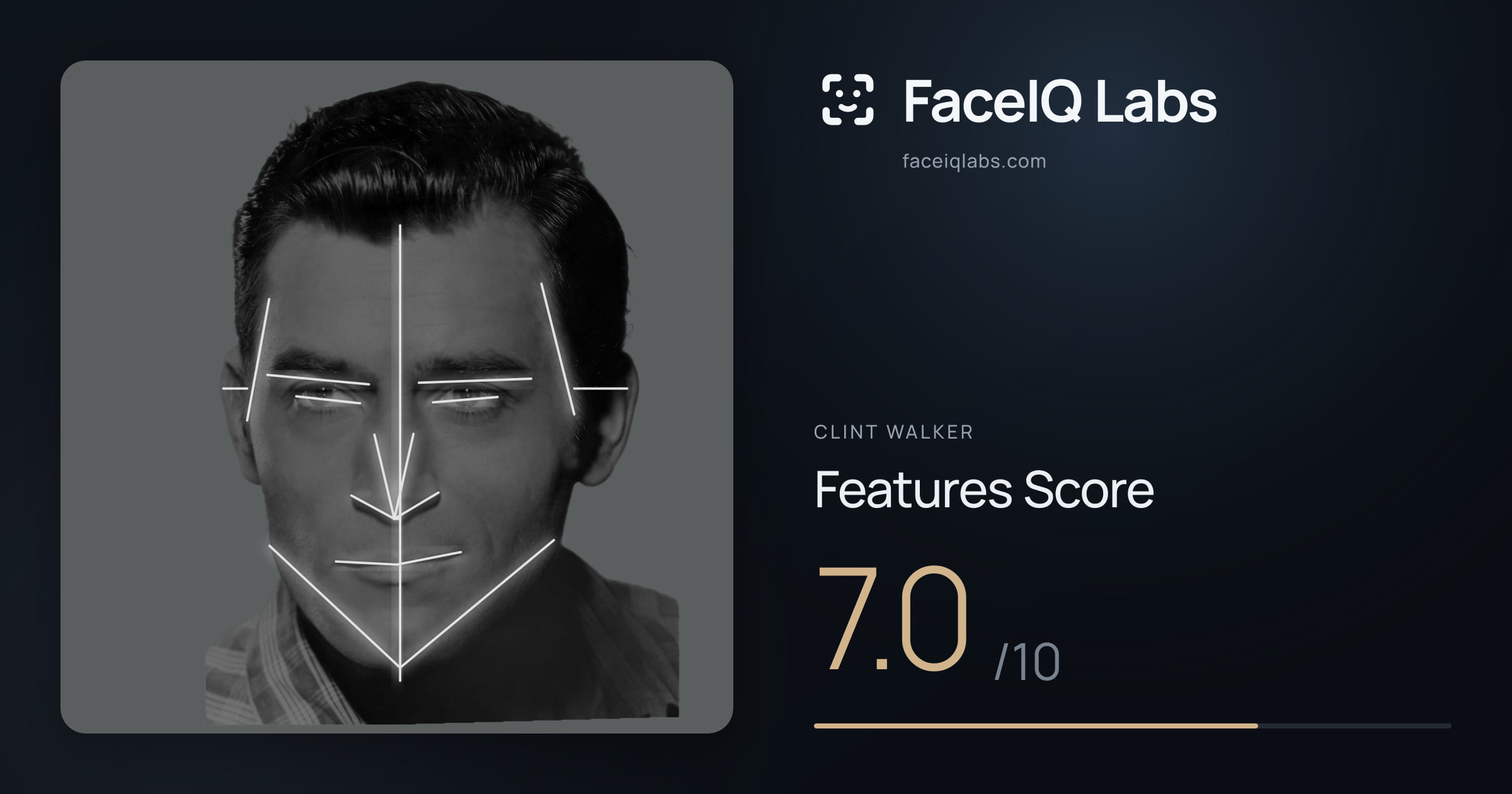 Clint Walker Features: 7.0/10, with each assessment drawn on the photo