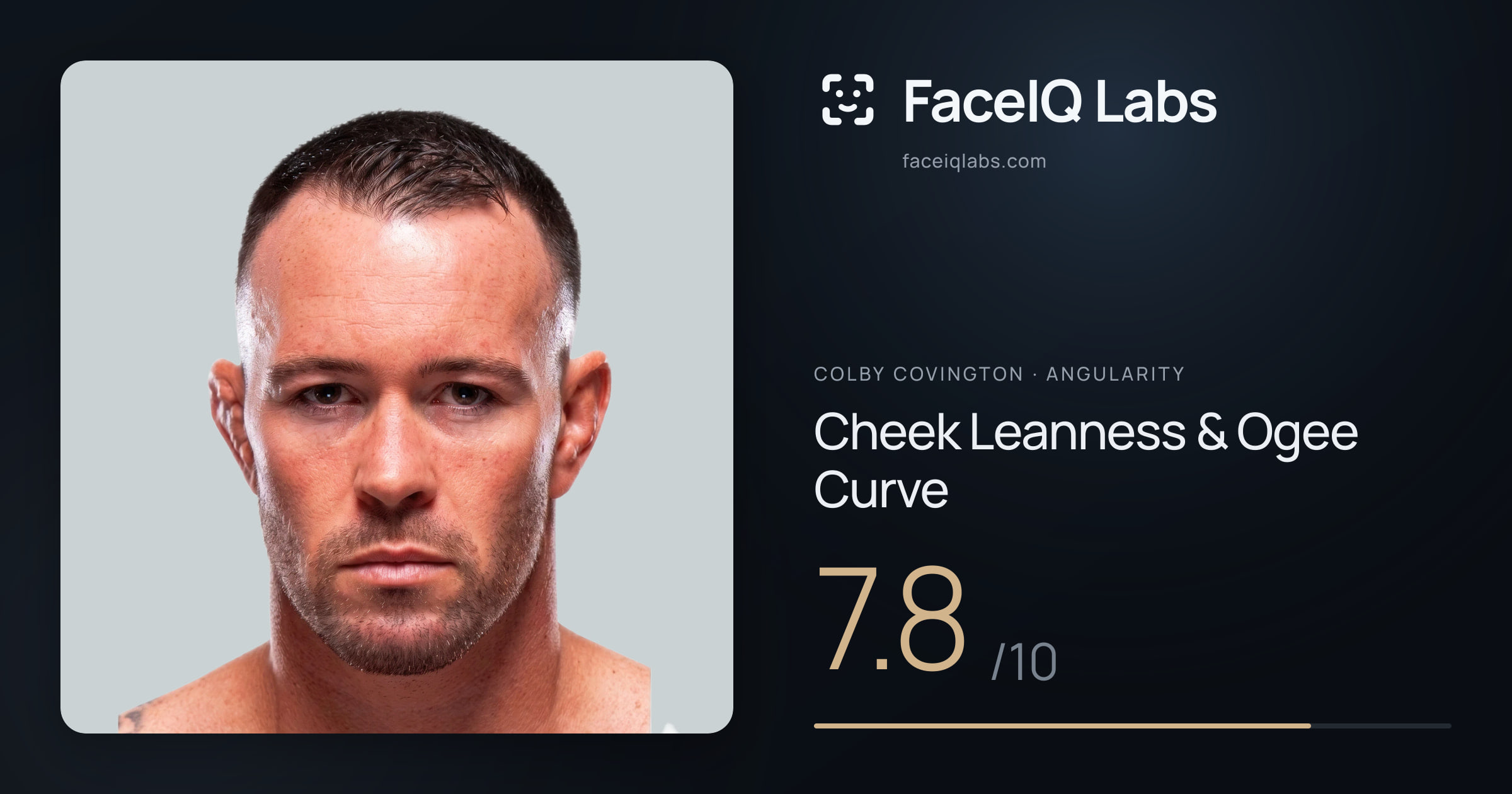 Colby Covington Cheek Leanness & Ogee Curve: 7.8/10, drawn on the photo