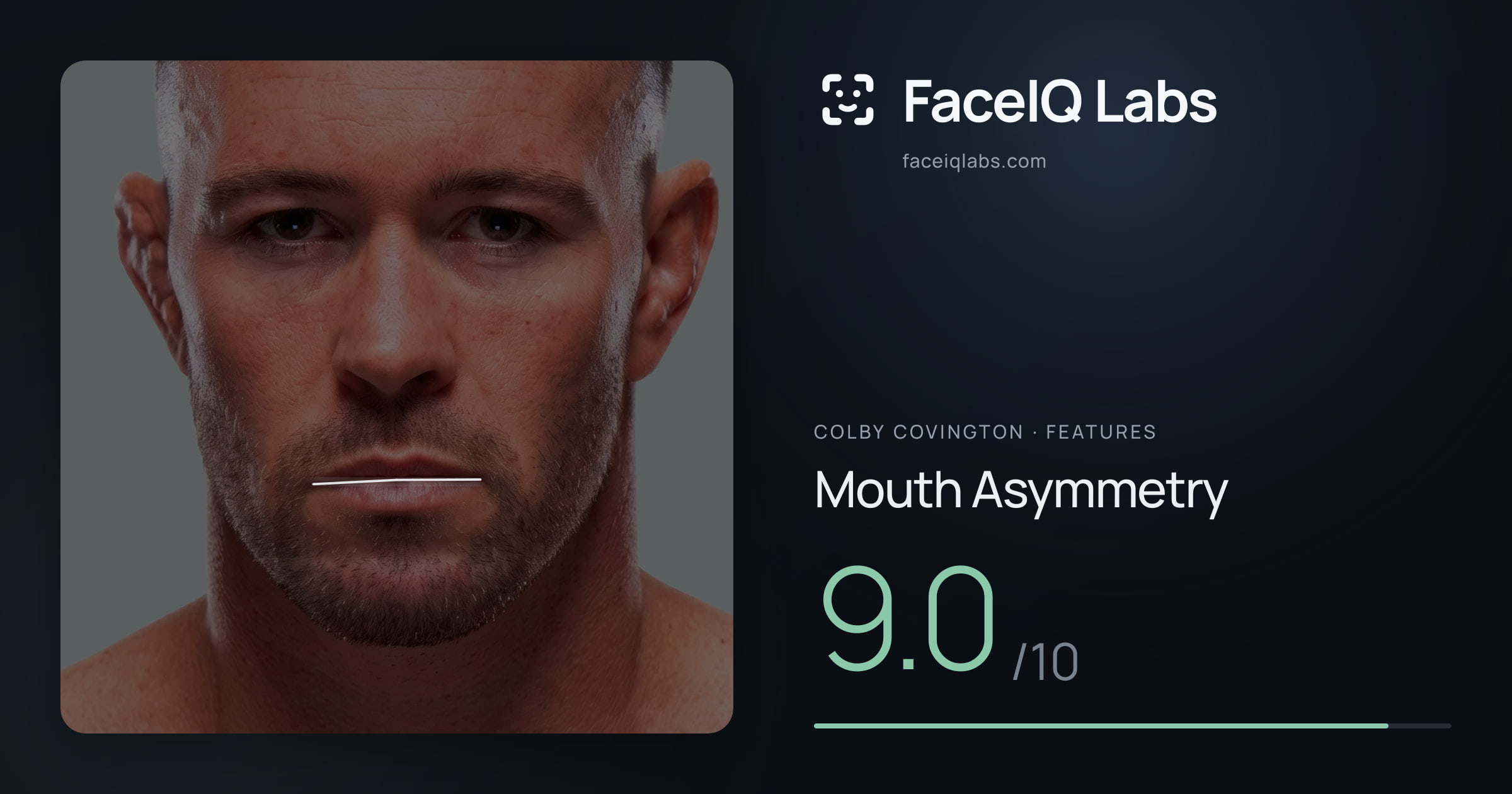 Colby Covington Mouth Asymmetry: 9.0/10, drawn on the photo
