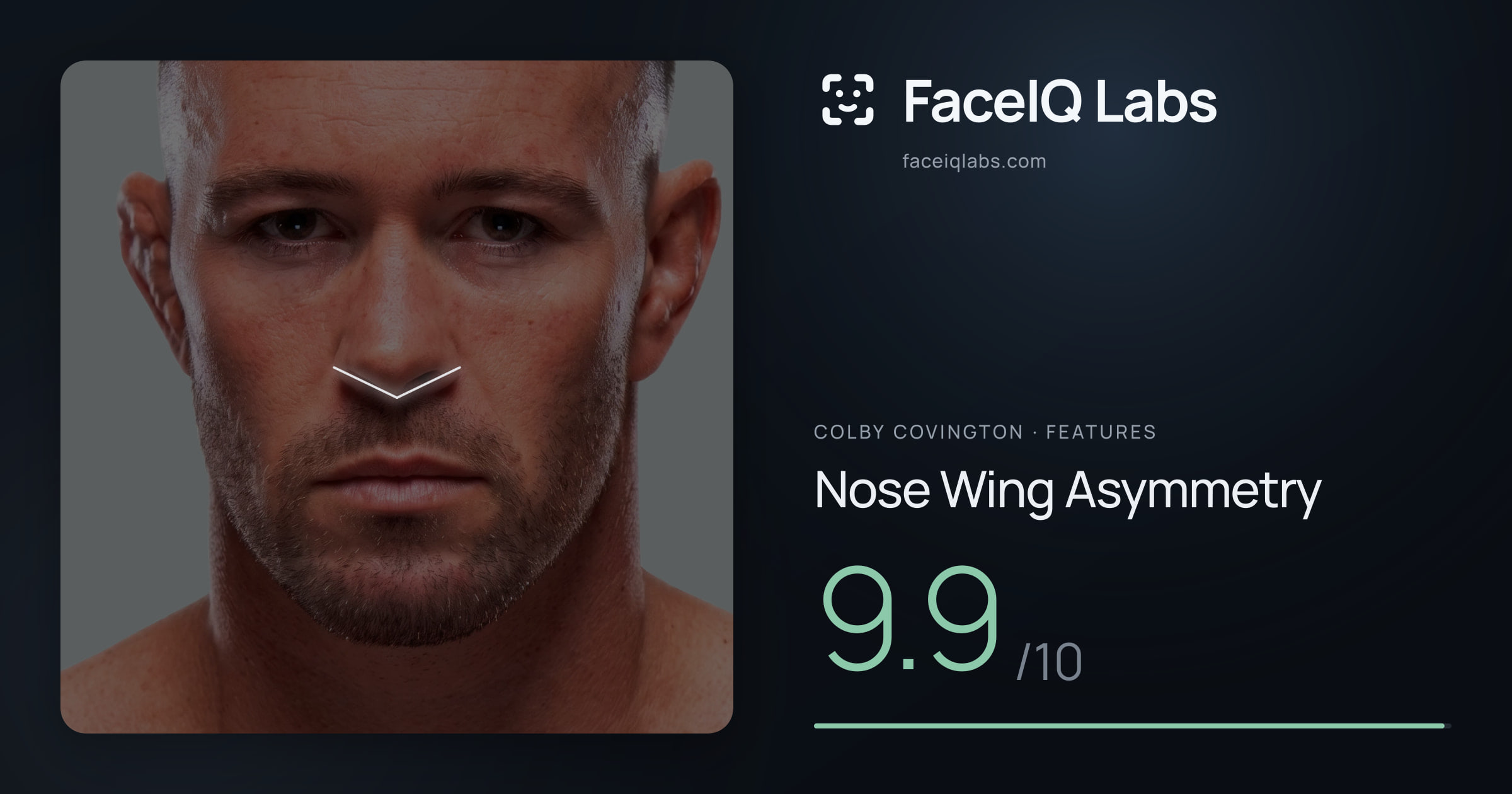 Colby Covington Nose Wing Asymmetry: 9.9/10, drawn on the photo