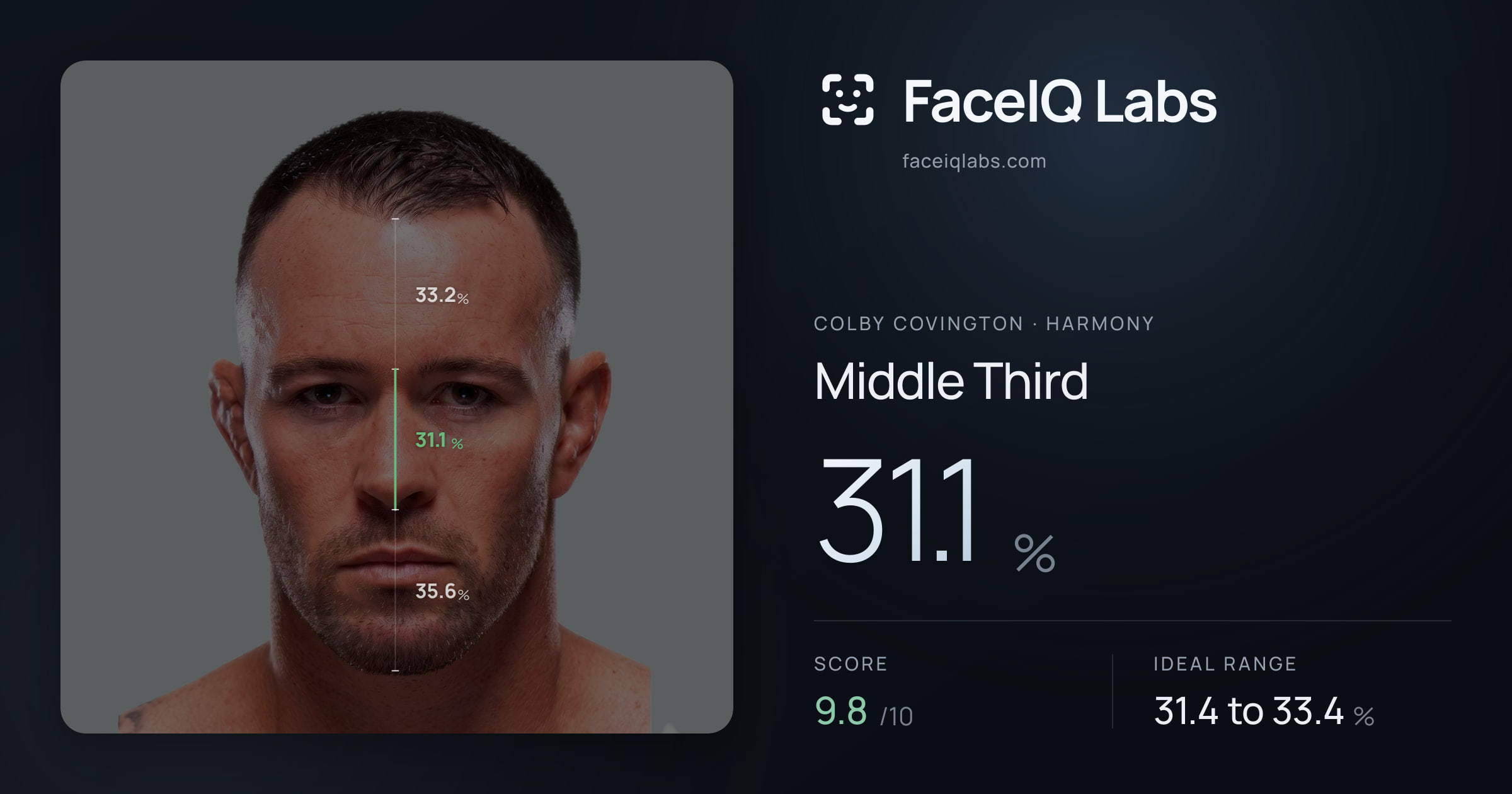Colby Covington Middle Third: 31.1%, drawn on the photo