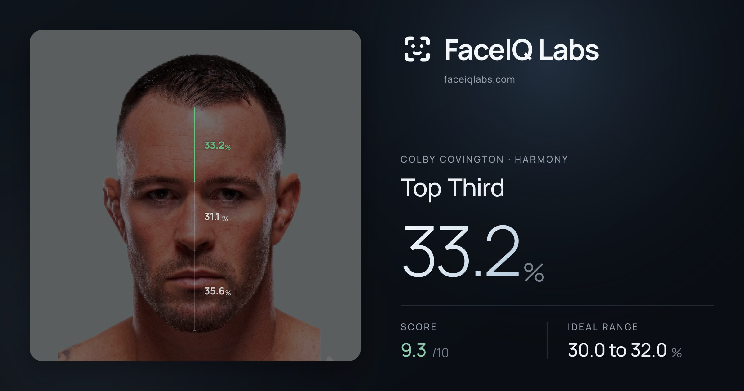 Colby Covington Top Third: 33.2%, drawn on the photo