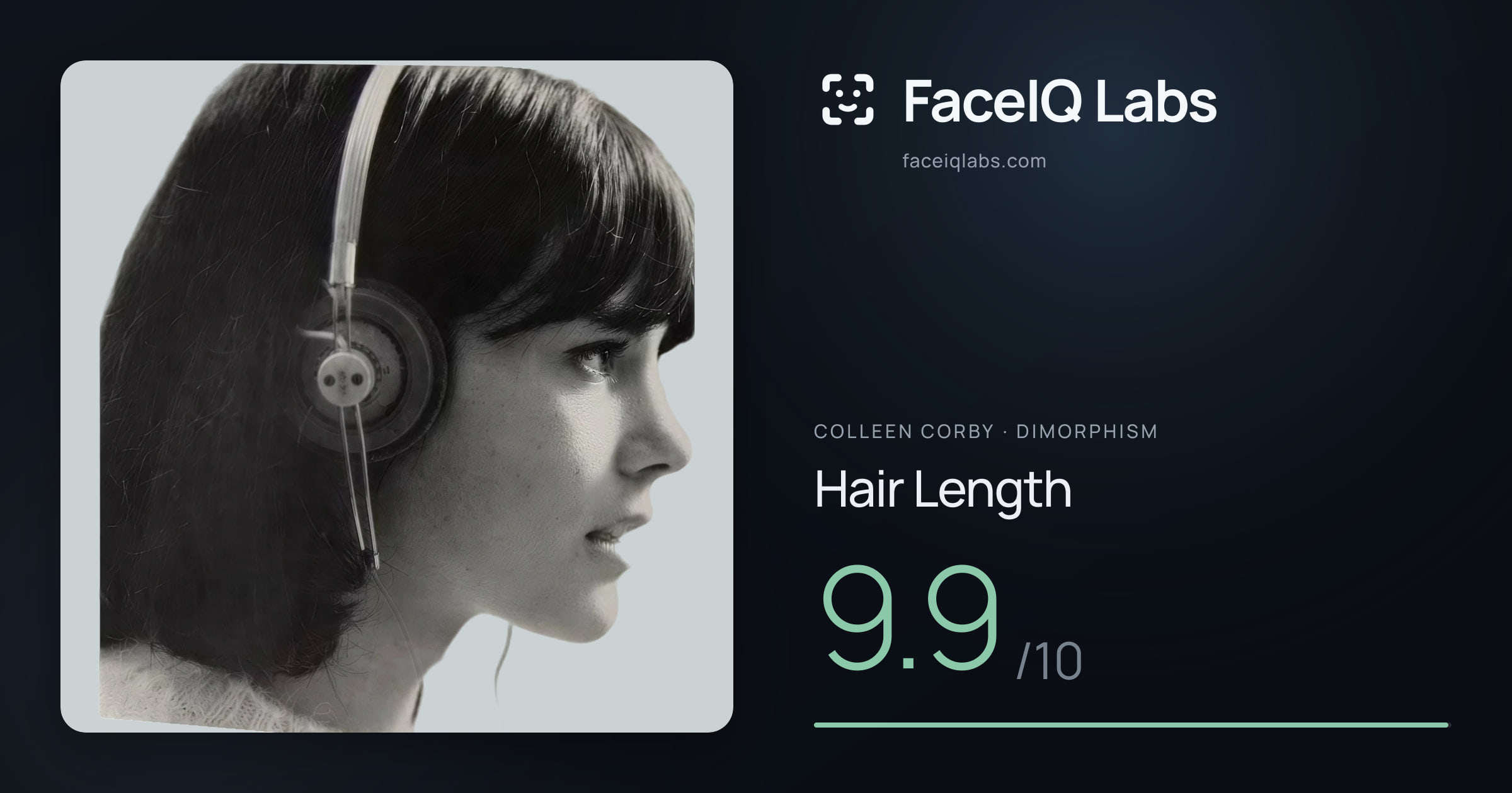 Colleen Corby Hair Length: 9.9/10, drawn on the photo