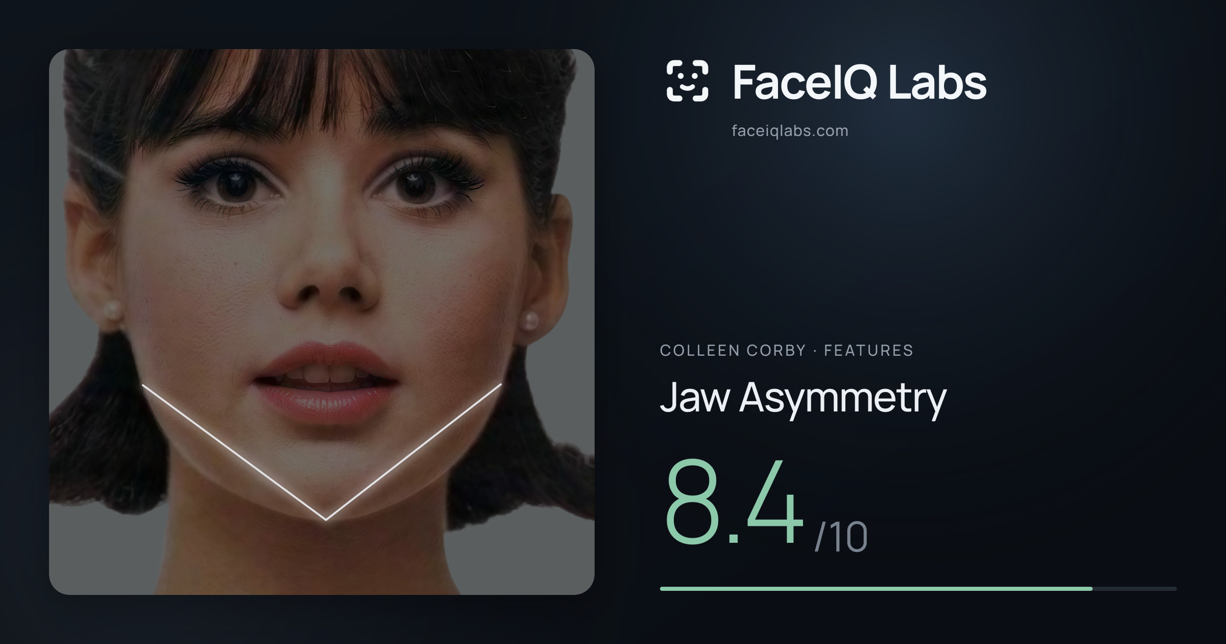 Colleen Corby Jaw Asymmetry: 8.4/10, drawn on the photo