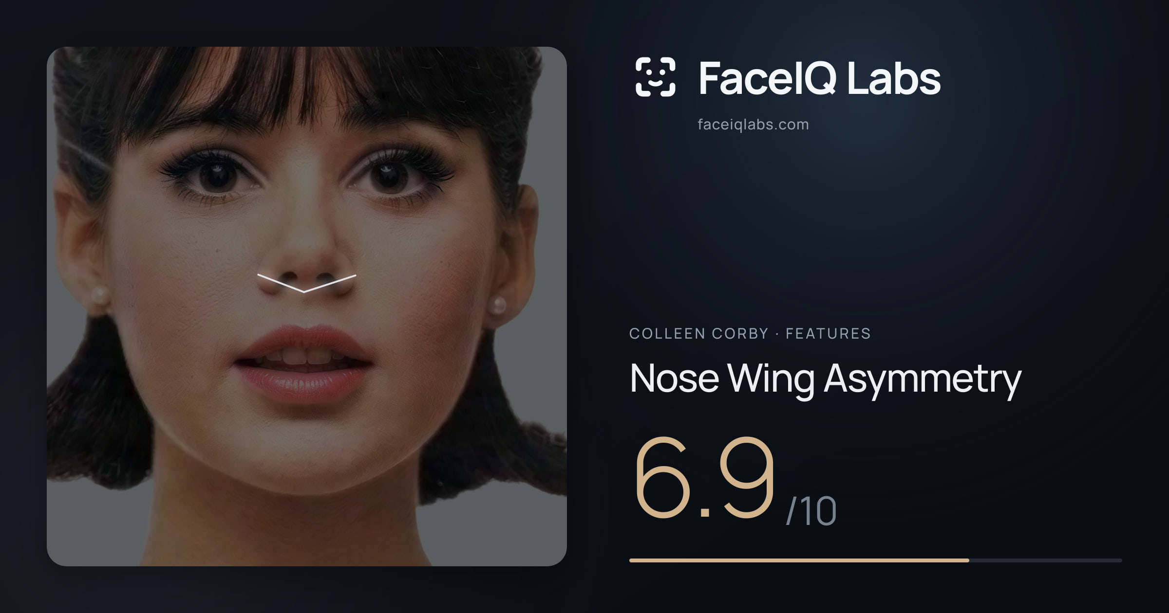 Colleen Corby Nose Wing Asymmetry: 6.9/10, drawn on the photo