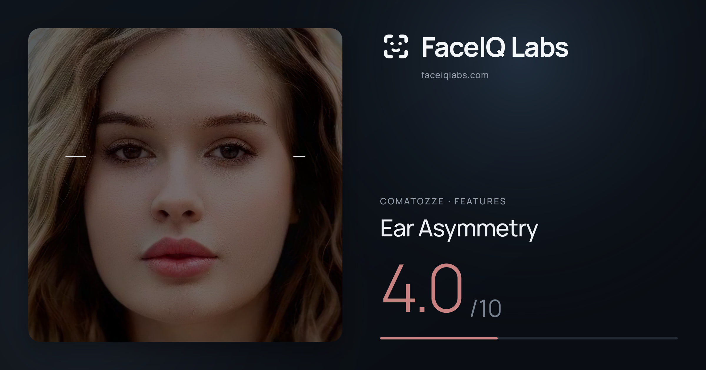 comatozze Ear Asymmetry: 4.0/10, drawn on the photo