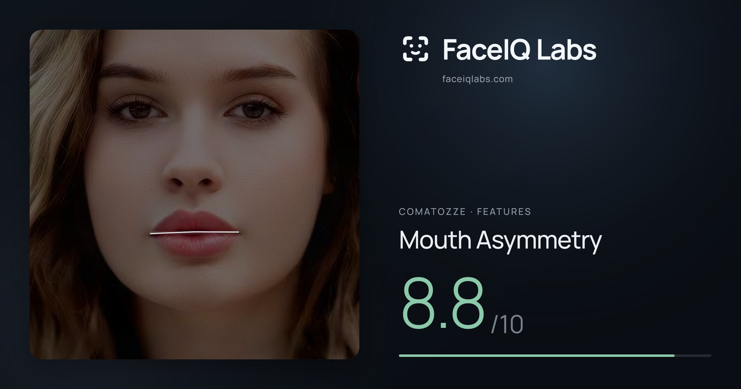 comatozze Mouth Asymmetry: 8.8/10, drawn on the photo