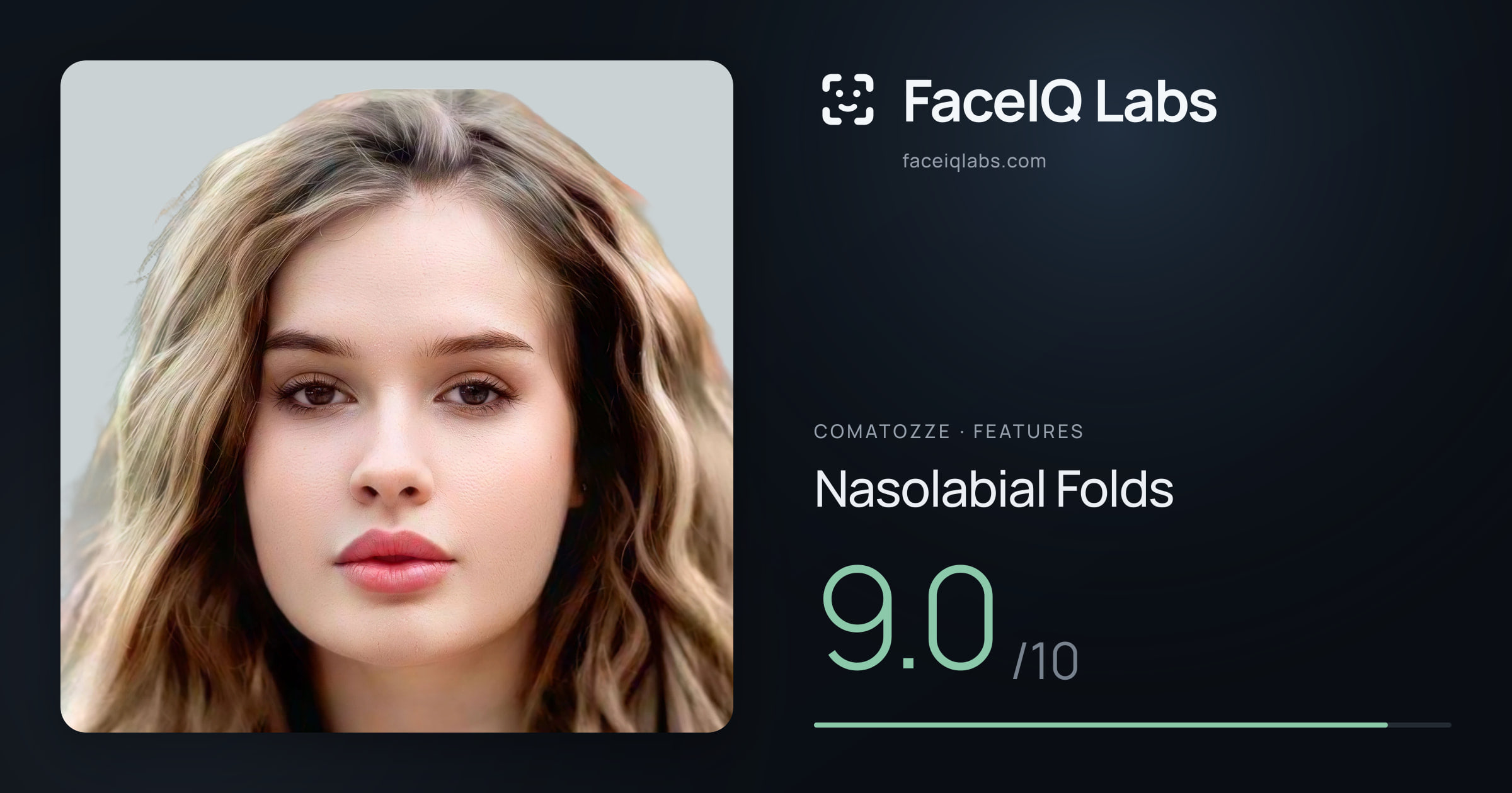 Comatozze Nasolabial Folds: 9.0/10, drawn on the photo