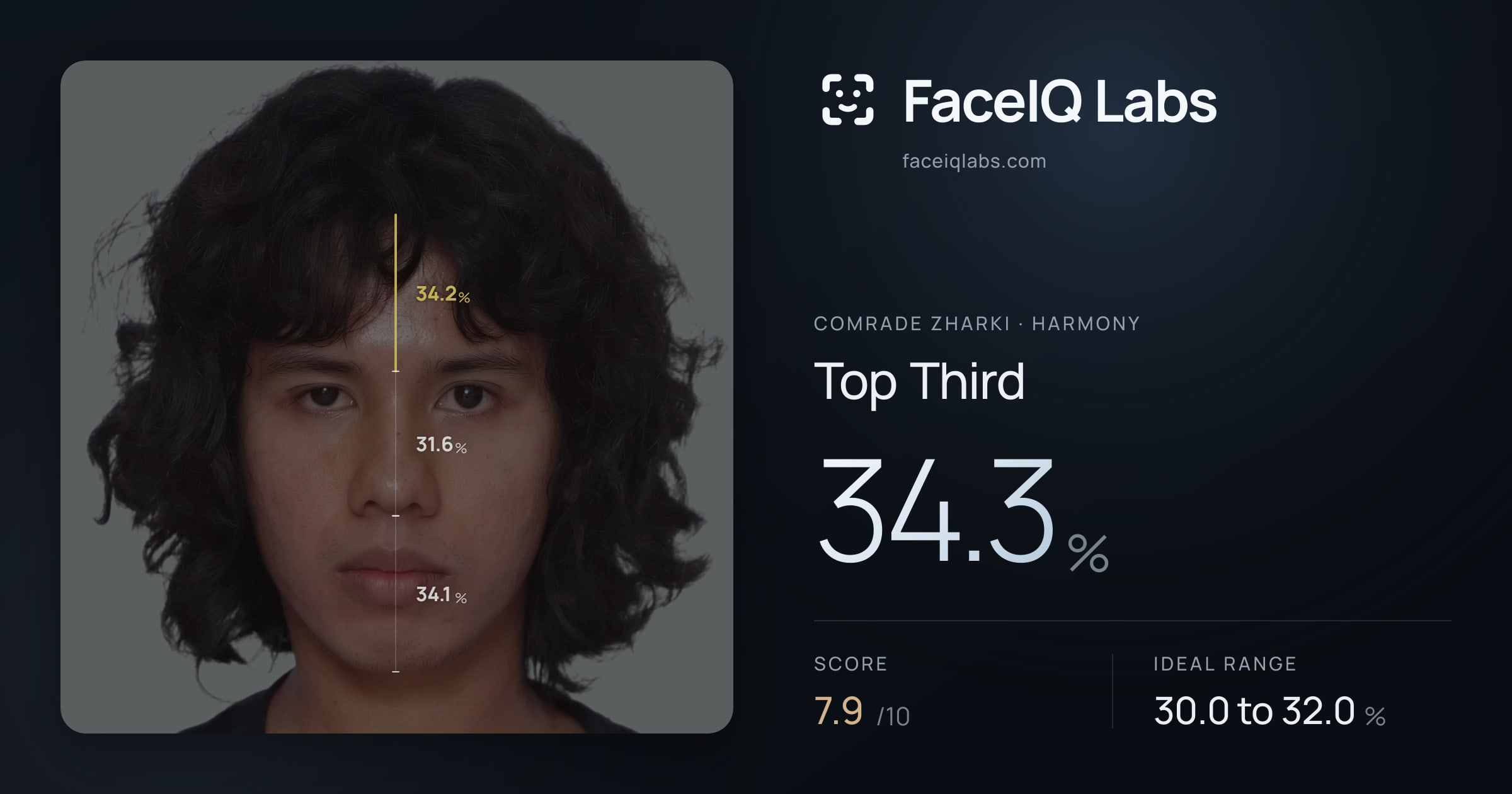 Comrade Zharki Top Third: 34.3%, drawn on the photo