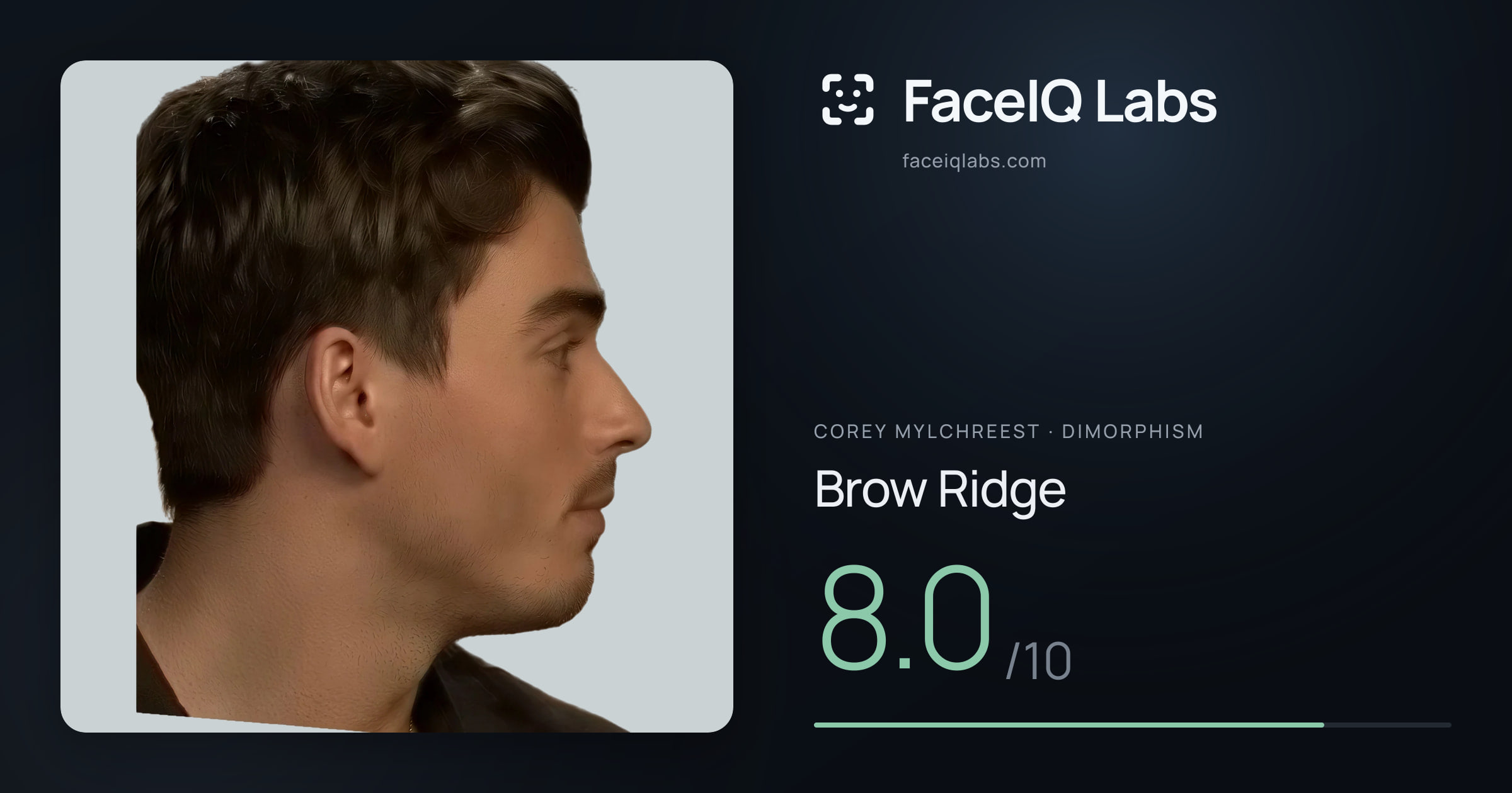 Corey Mylchreest Brow Ridge: 8.0/10, drawn on the photo