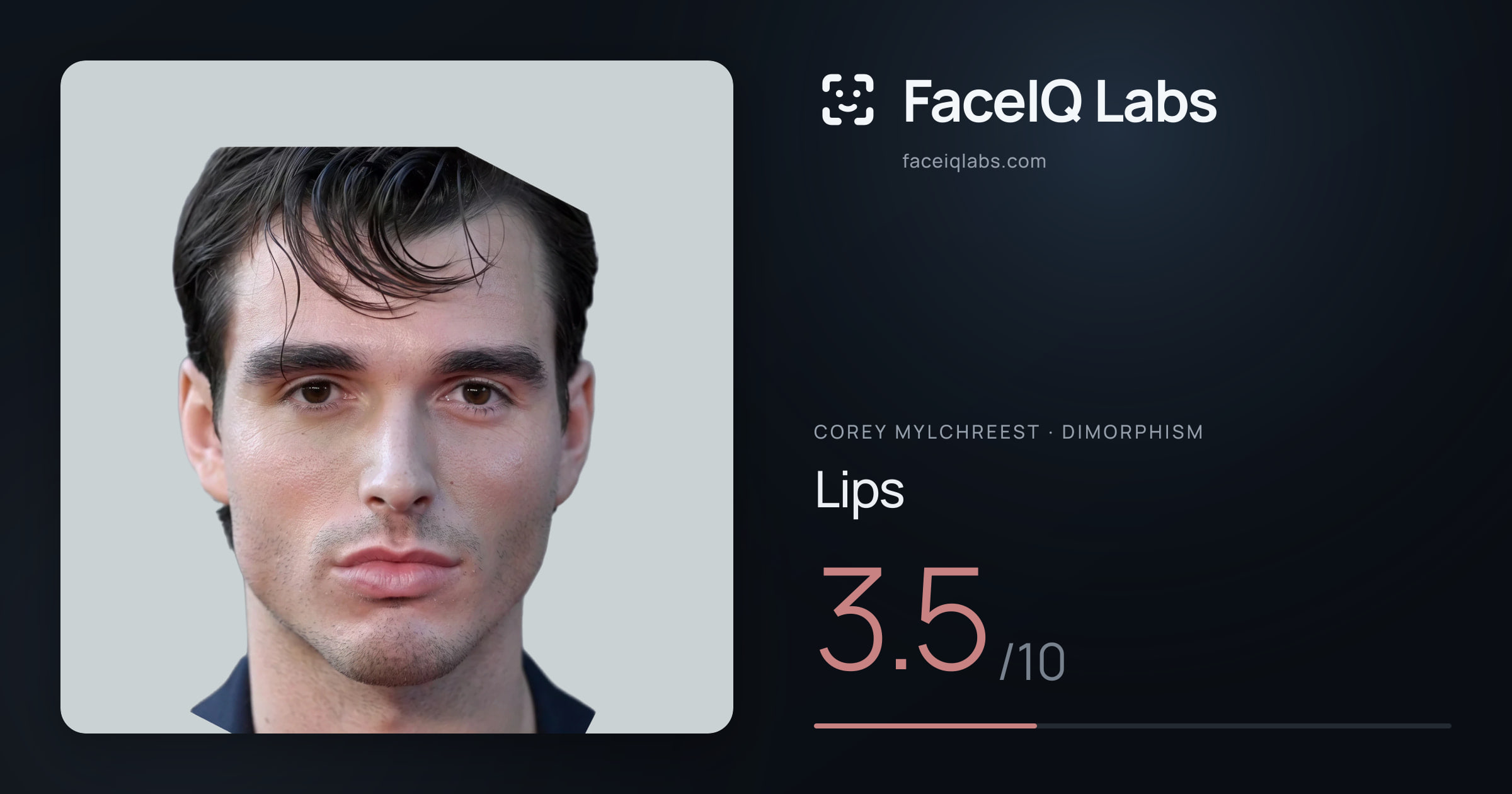 Corey Mylchreest Lips: 3.5/10, drawn on the photo