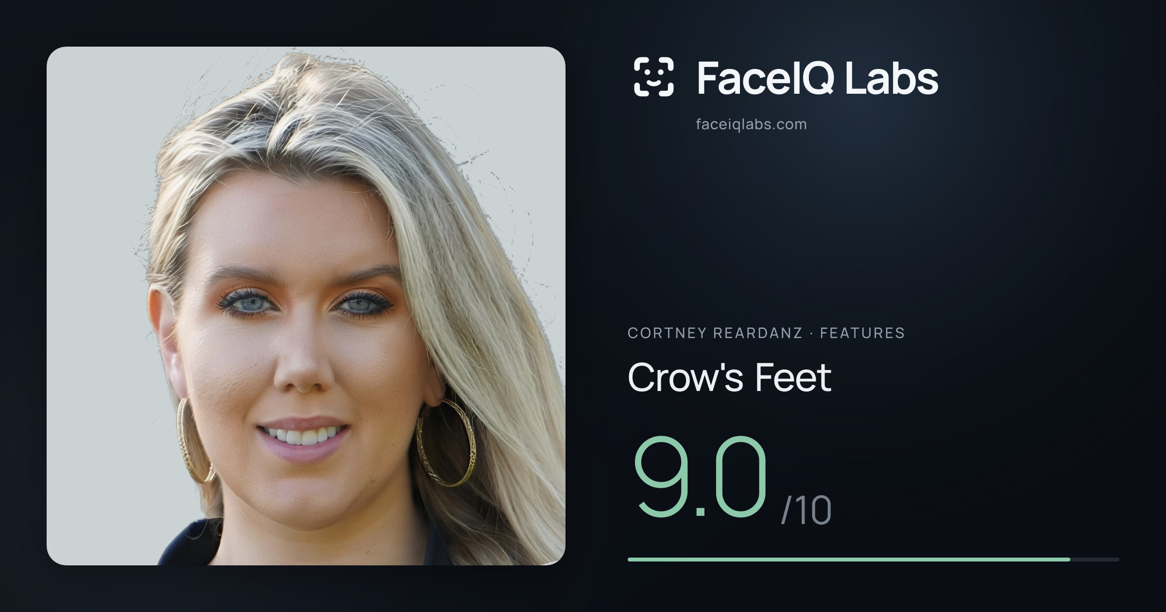Cortney Reardanz Crow's Feet: 9.0/10, drawn on the photo