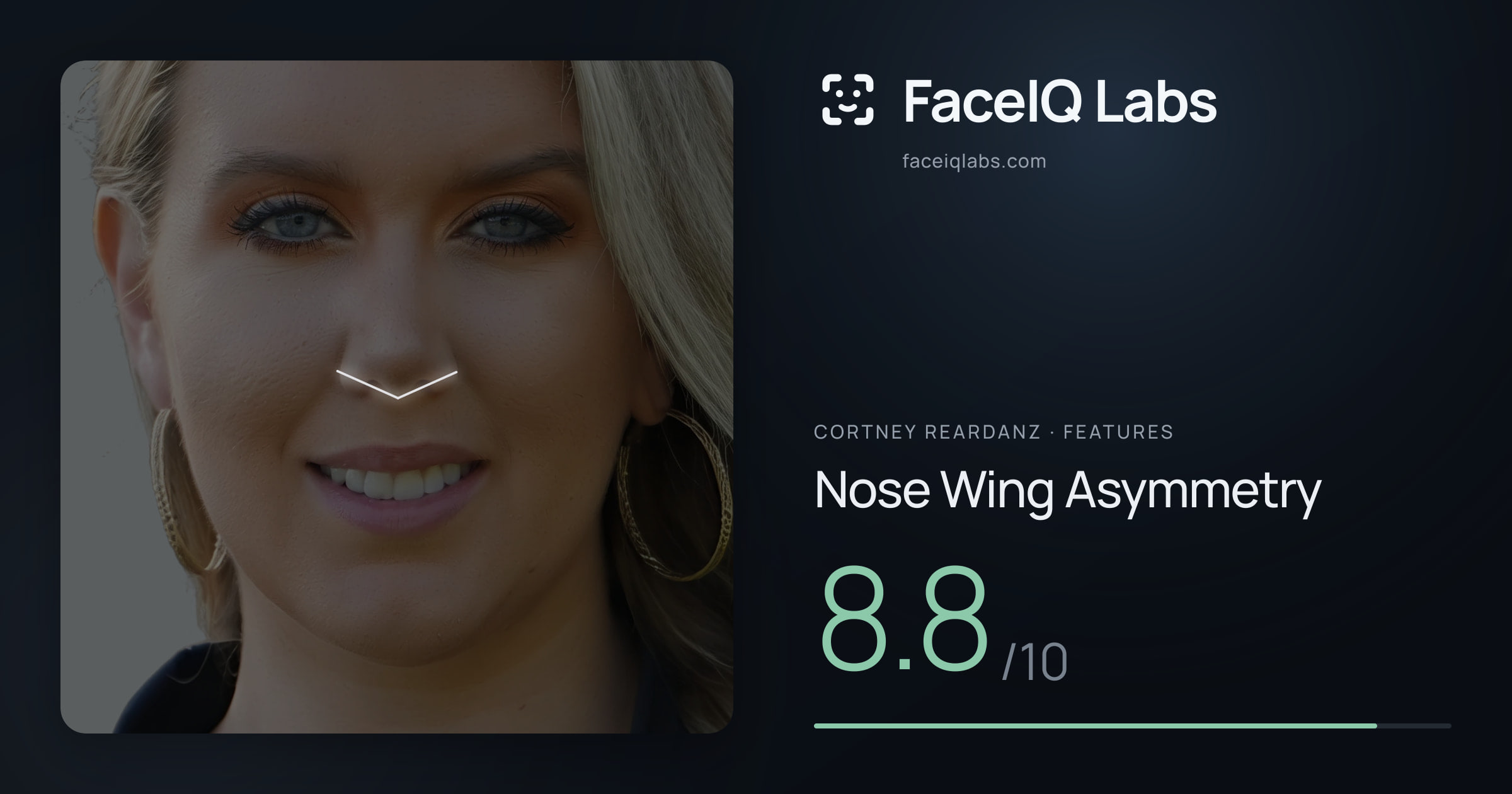 Cortney Reardanz Nose Wing Asymmetry: 8.8/10, drawn on the photo