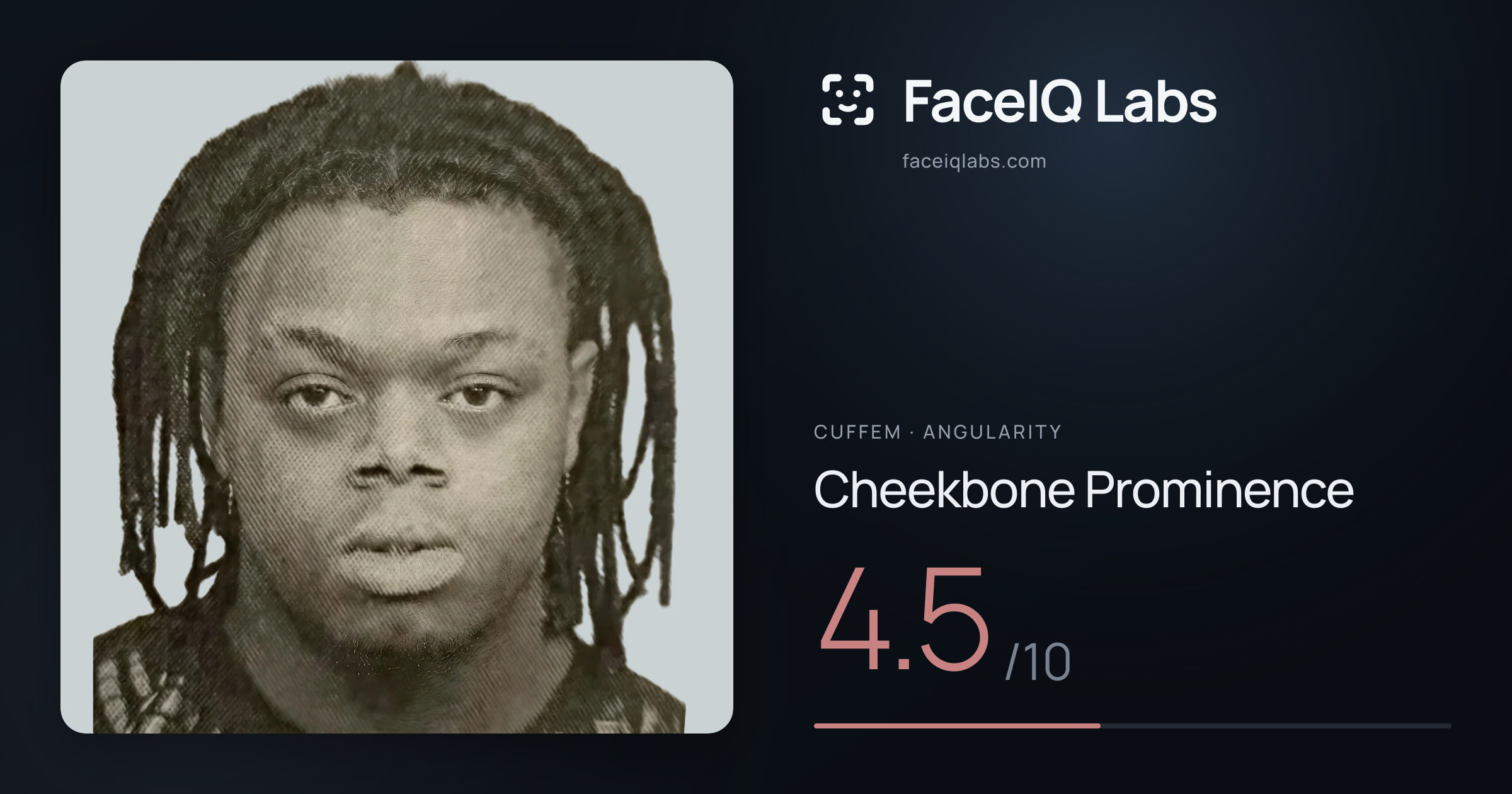 Cuffem Cheekbone Prominence: 4.5/10, drawn on the photo