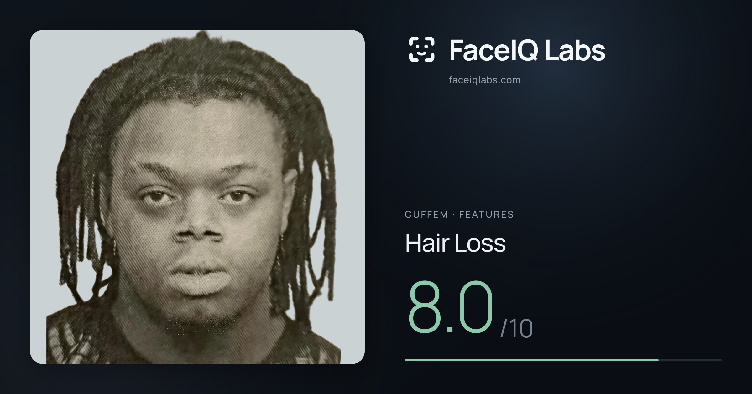 Cuffem Hair Loss: 8.0/10, drawn on the photo