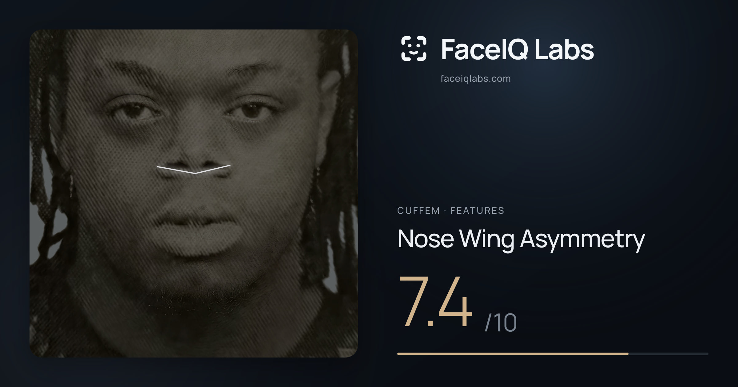 Cuffem Nose Wing Asymmetry: 7.4/10, drawn on the photo