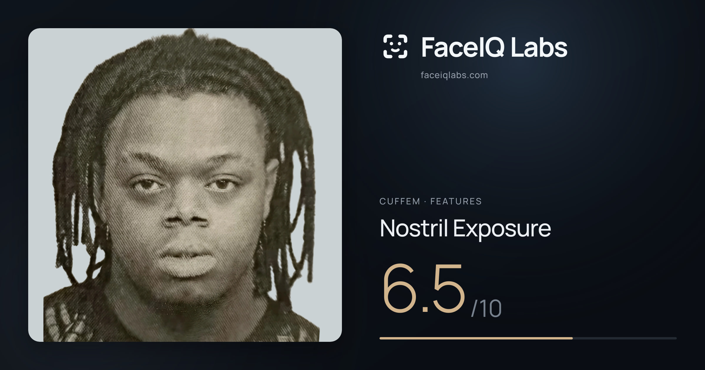 Cuffem Nostril Exposure: 6.5/10, drawn on the photo