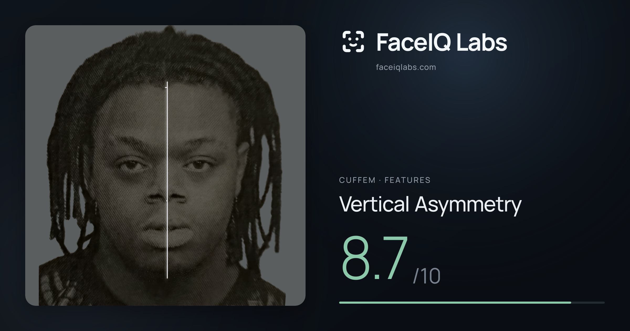 Cuffem Vertical Asymmetry: 8.7/10, drawn on the photo