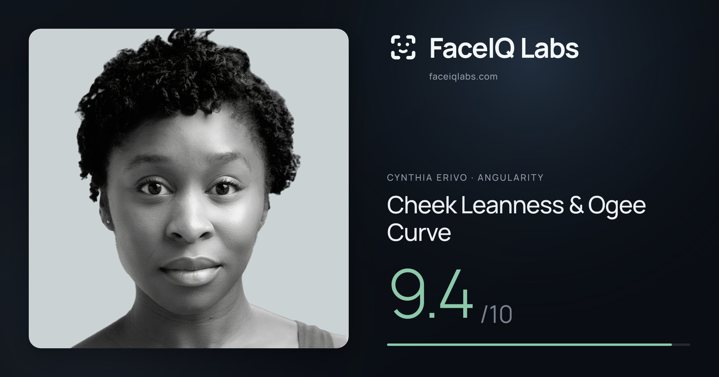 Cynthia Erivo Cheek Leanness & Ogee Curve: 9.4/10, drawn on the photo