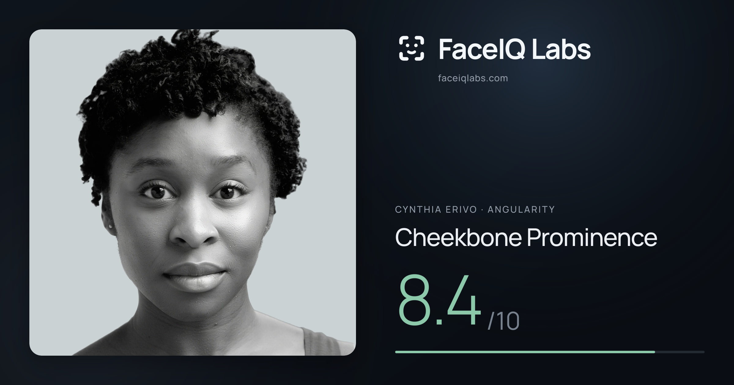 Cynthia Erivo Cheekbone Prominence: 8.4/10, drawn on the photo