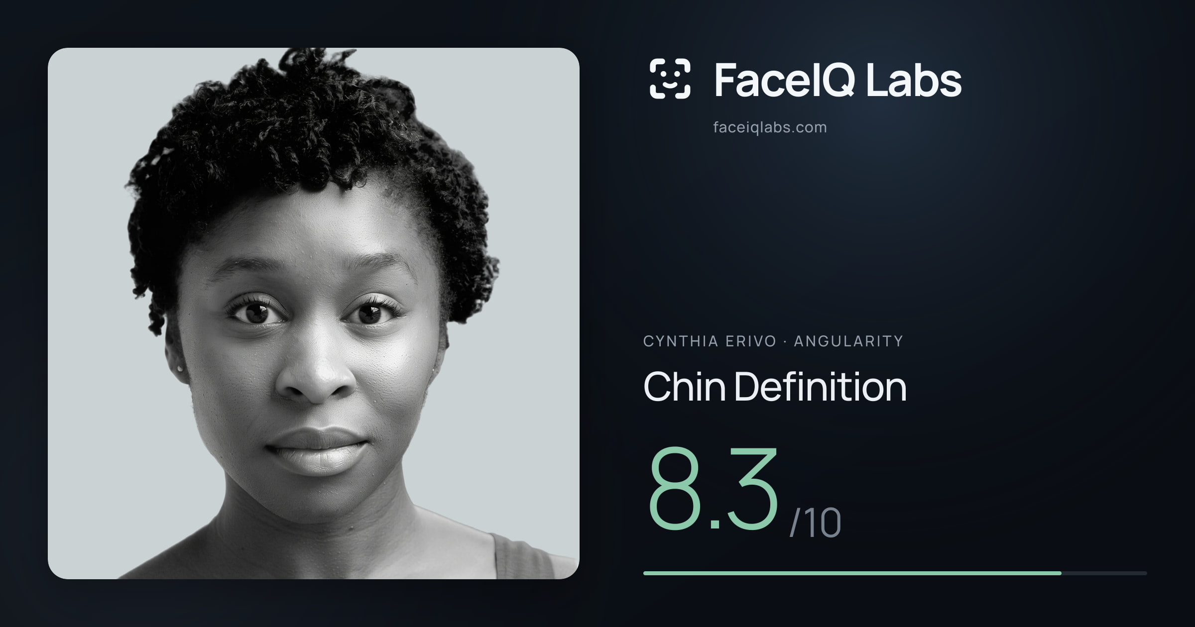 Cynthia Erivo Chin Definition: 8.3/10, drawn on the photo