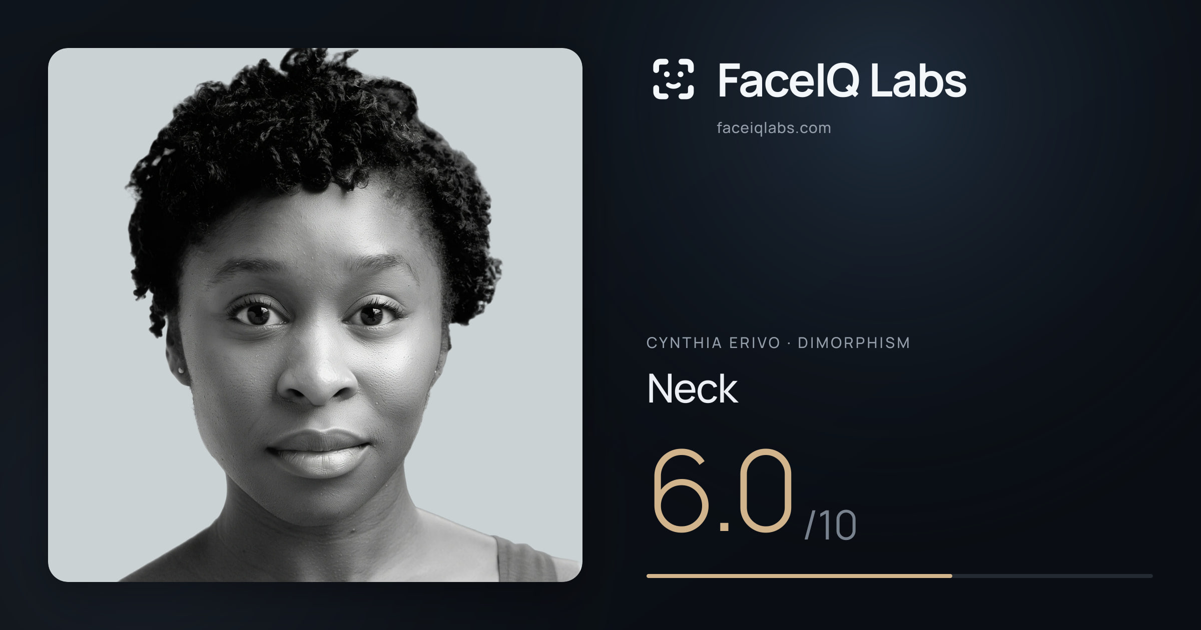 Cynthia Erivo Neck: 6.0/10, drawn on the photo