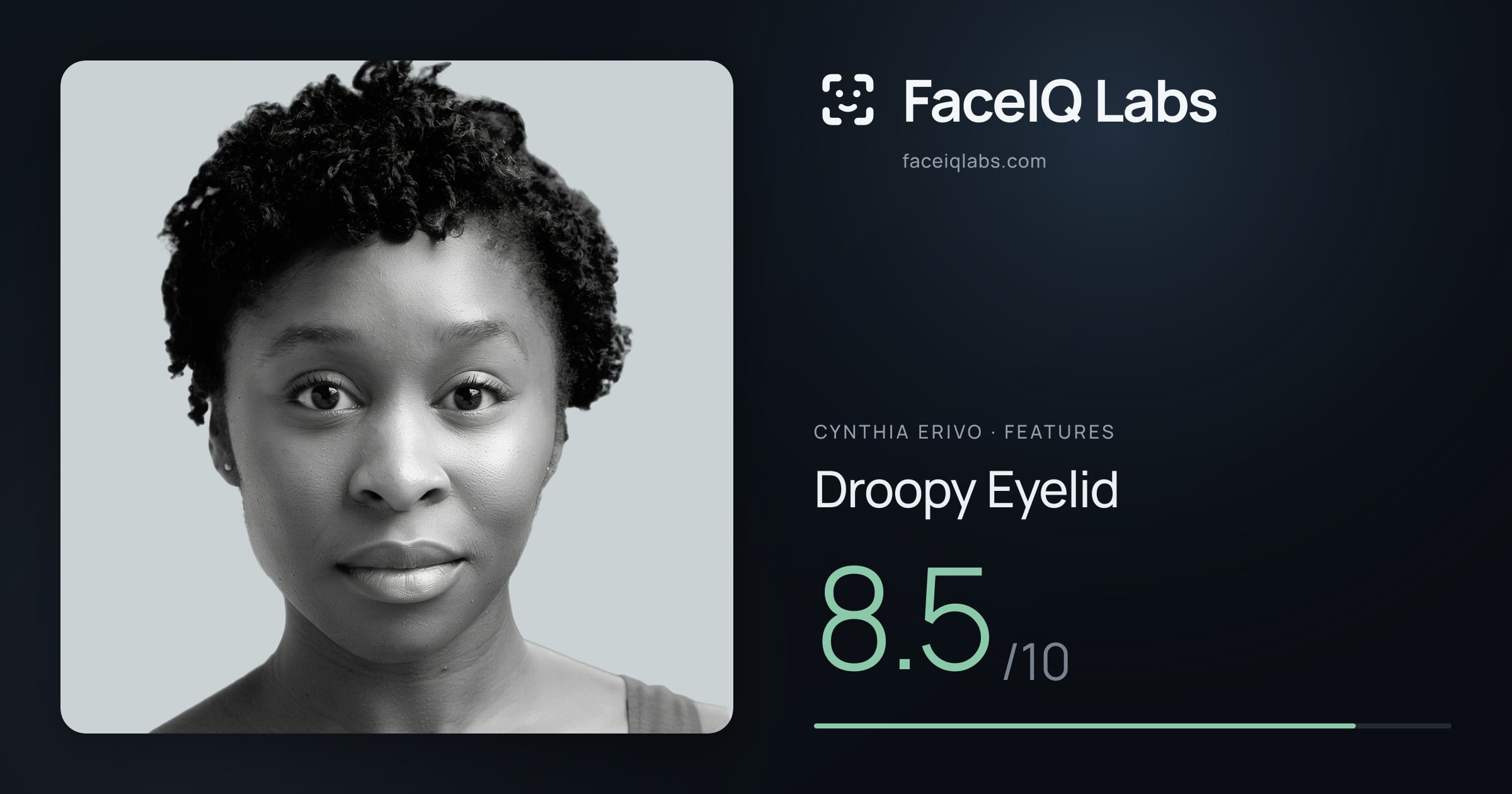 Cynthia Erivo Droopy Eyelid: 8.5/10, drawn on the photo