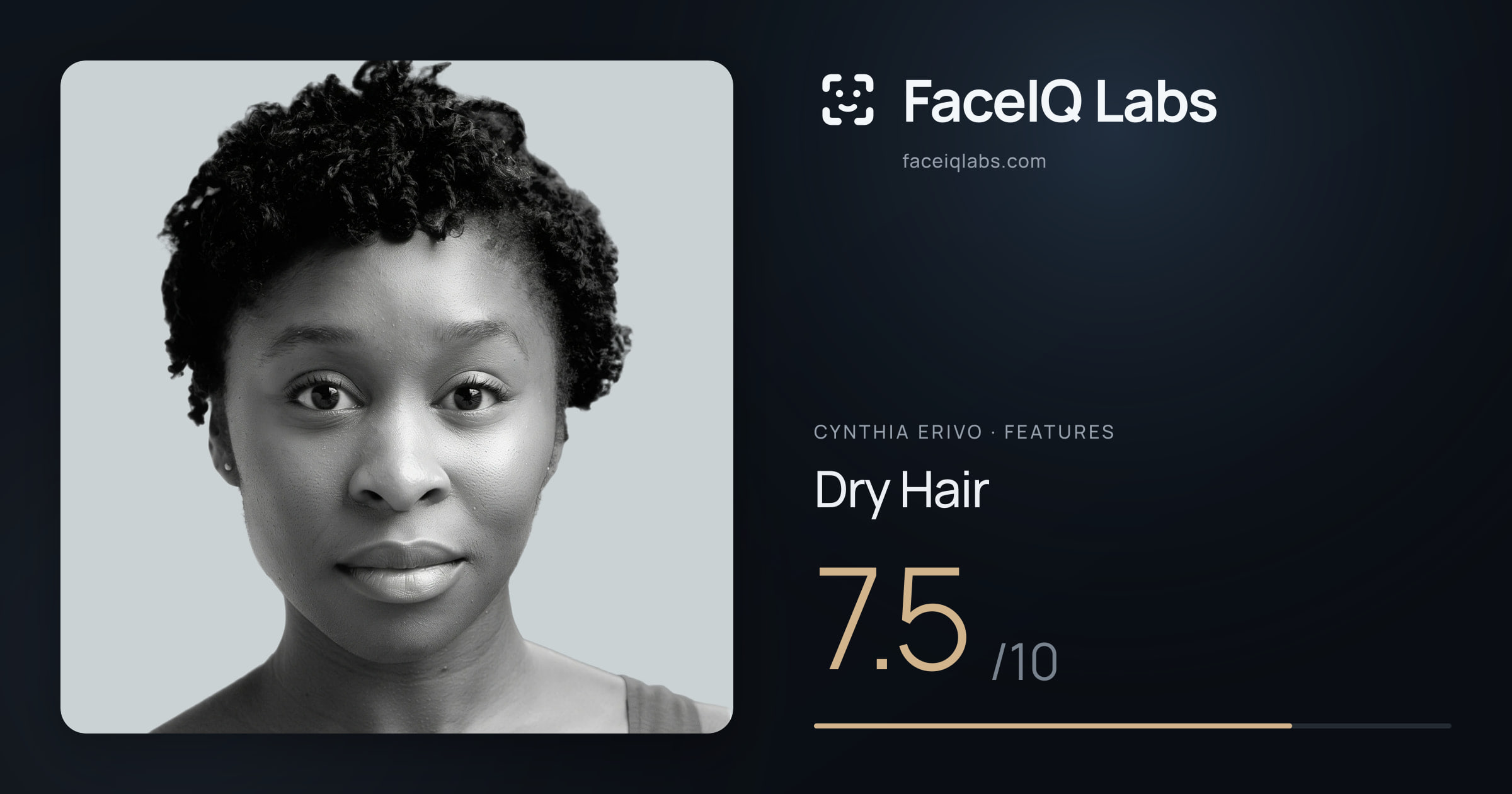 Cynthia Erivo Dry Hair: 7.5/10, drawn on the photo